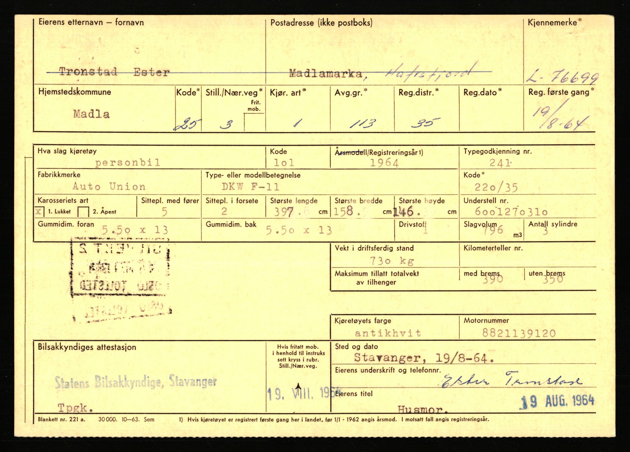 Stavanger trafikkstasjon, AV/SAST-A-101942/0/F/L0068: L-75000 - L-76799, 1930-1971, p. 2085