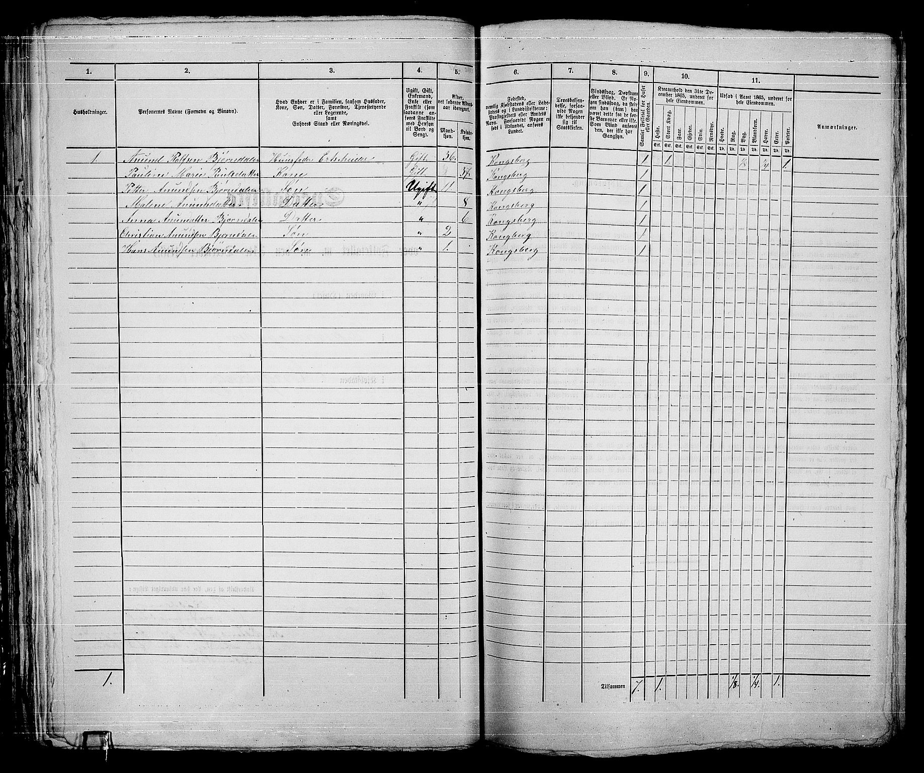 RA, 1865 census for Kongsberg/Kongsberg, 1865, p. 600