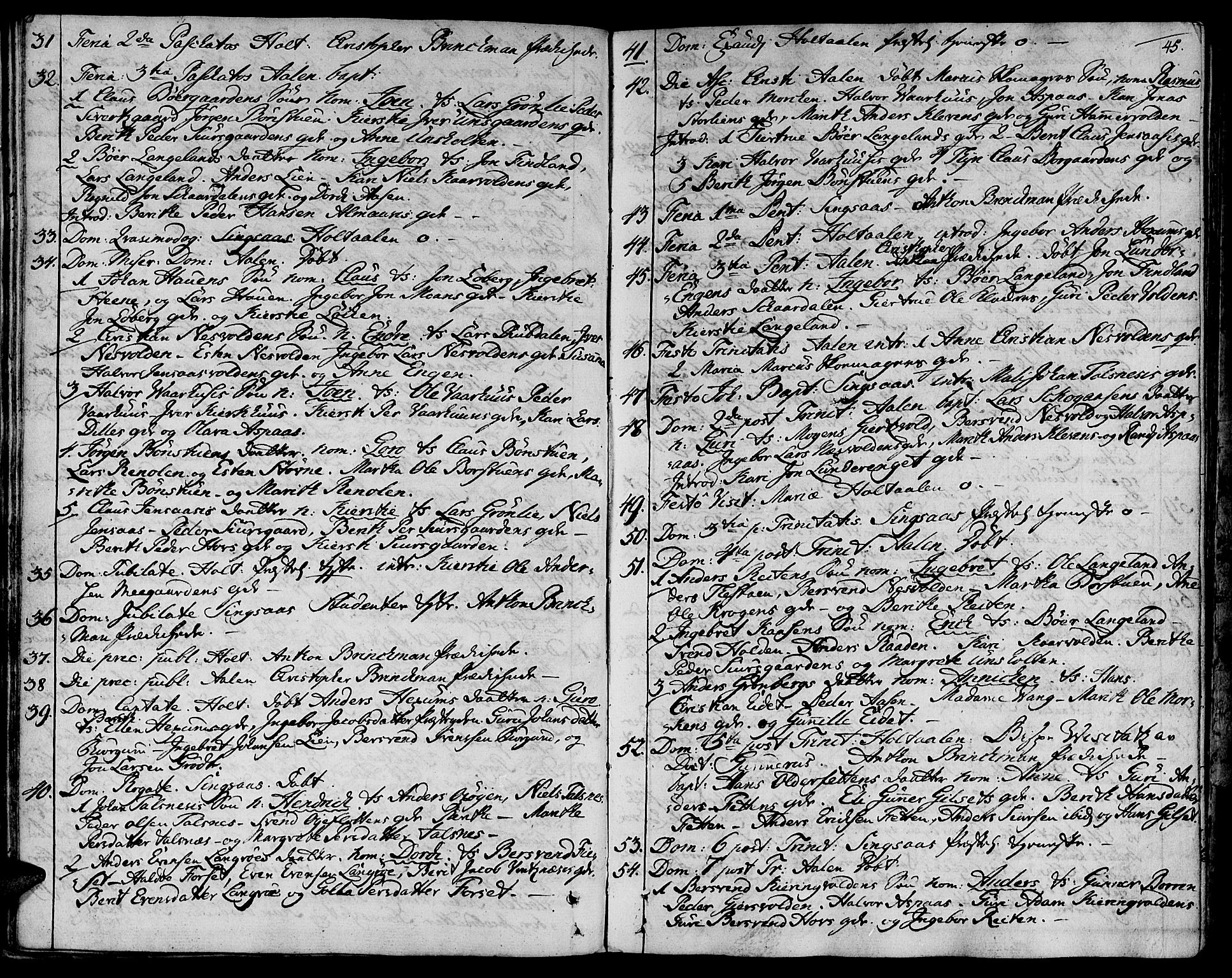 Ministerialprotokoller, klokkerbøker og fødselsregistre - Sør-Trøndelag, AV/SAT-A-1456/685/L0952: Parish register (official) no. 685A01, 1745-1804, p. 45