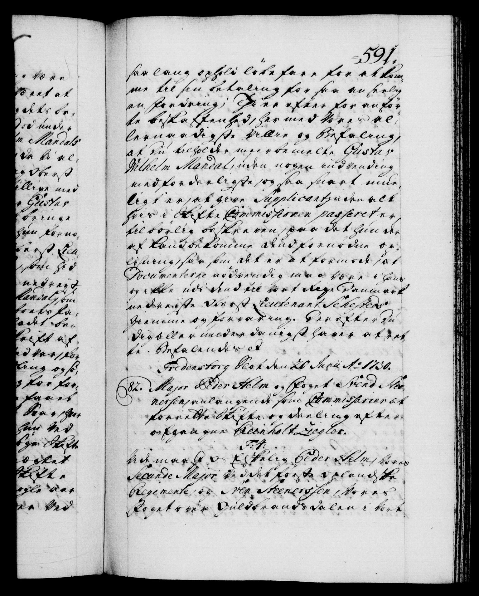 Danske Kanselli 1572-1799, AV/RA-EA-3023/F/Fc/Fca/Fcab/L0024: Norske tegnelser, 1728-1730, p. 591a