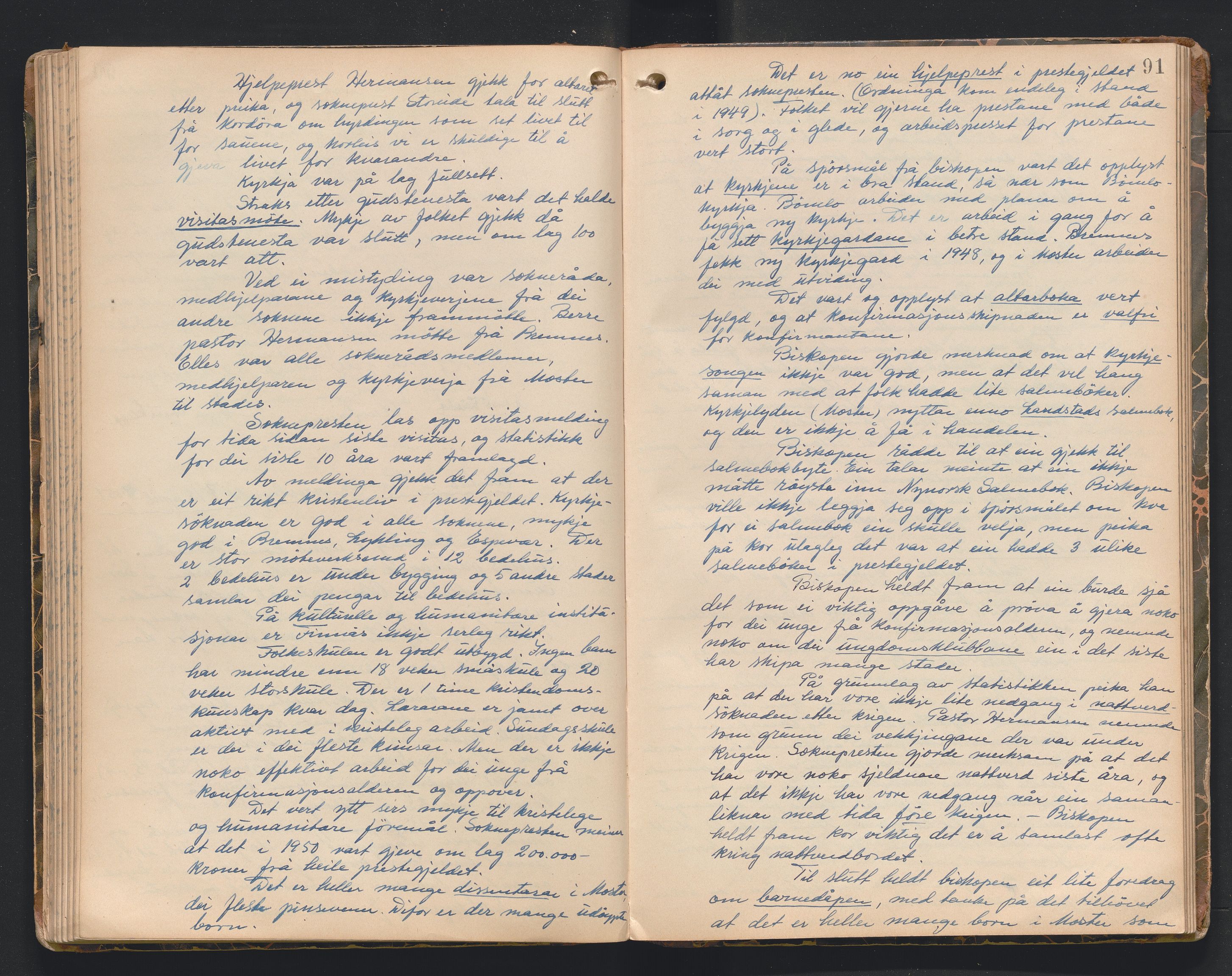 Søndre Sunnhordland prosti, AV/SAB-A-99913/F/L0002: Visitasprotokoll, 1895-1967, p. 90b-91a