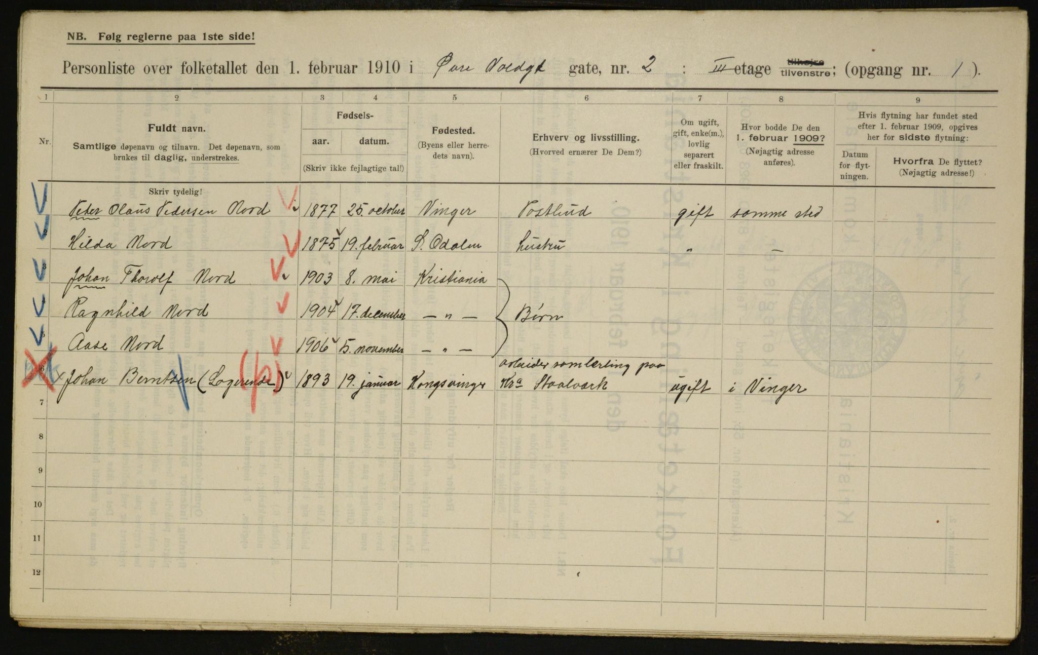 OBA, Municipal Census 1910 for Kristiania, 1910, p. 123333