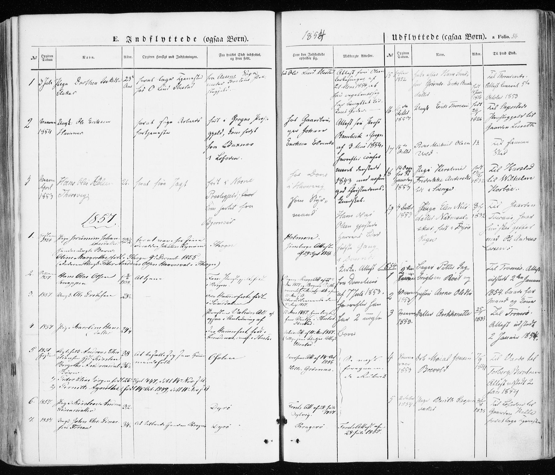 Ibestad sokneprestembete, SATØ/S-0077/H/Ha/Haa/L0008kirke: Parish register (official) no. 8, 1850-1859, p. 516