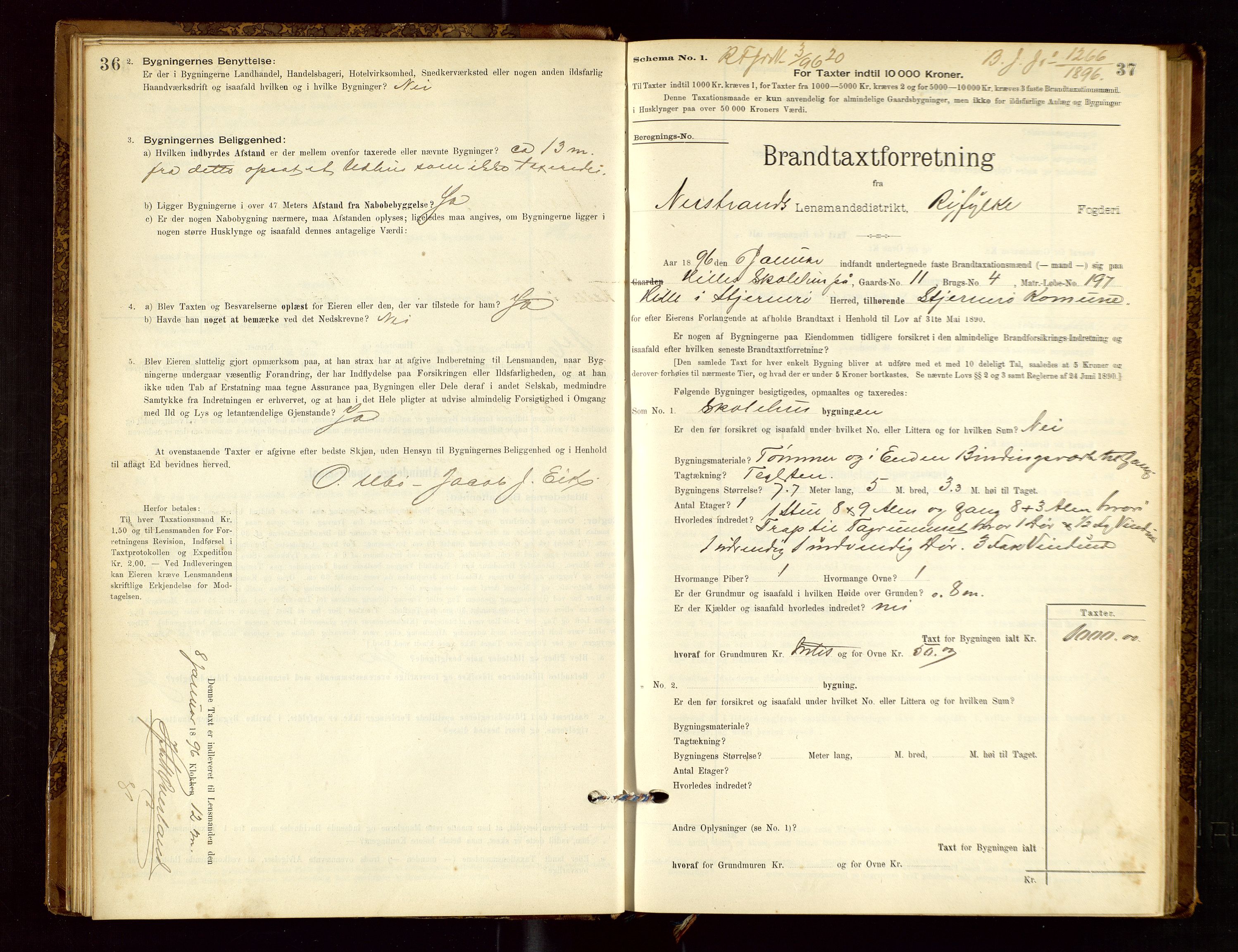 Nedstrand lensmannskontor, AV/SAST-A-100236/Gob/L0001: "Brandtaxationsprotokol for Nerstrand Lensmandsdistrikt Ryfylke fogderi", 1895-1915, p. 36-37