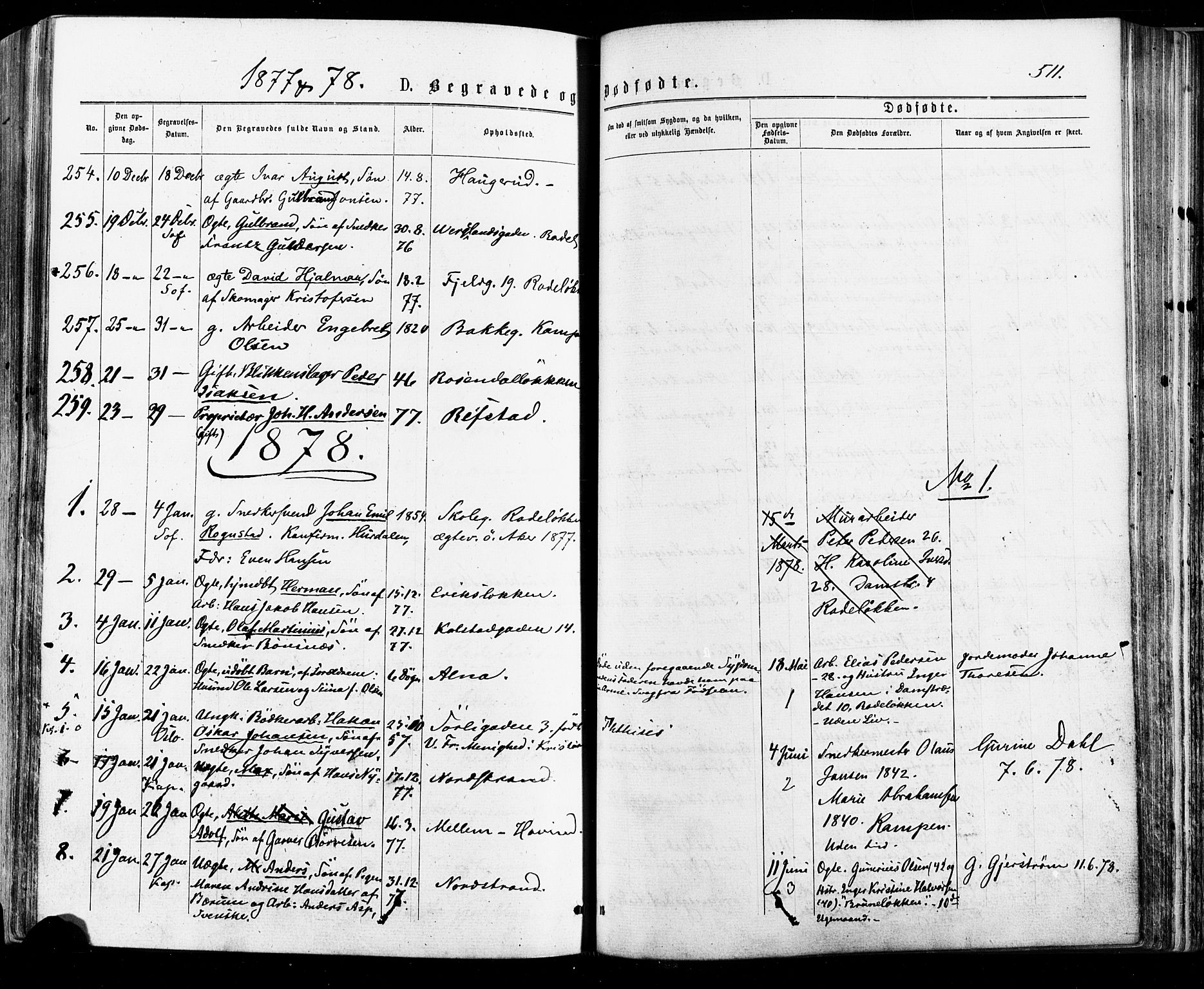 Østre Aker prestekontor Kirkebøker, SAO/A-10840/F/Fa/L0004: Parish register (official) no. I 4, 1876-1889, p. 511