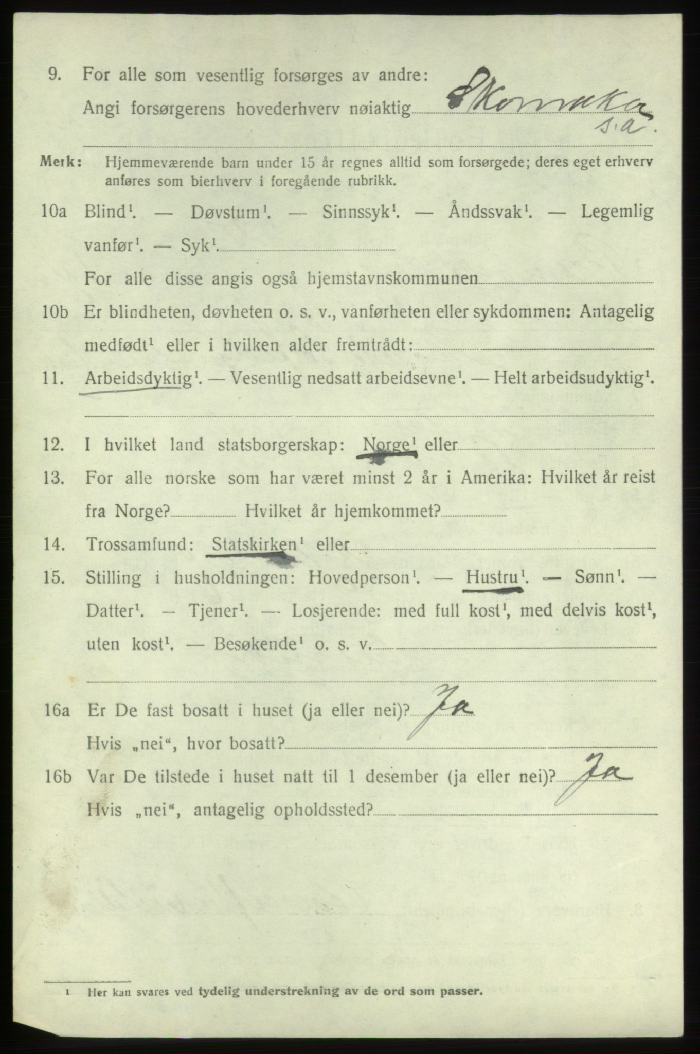 SAB, 1920 census for Bremnes, 1920, p. 7603