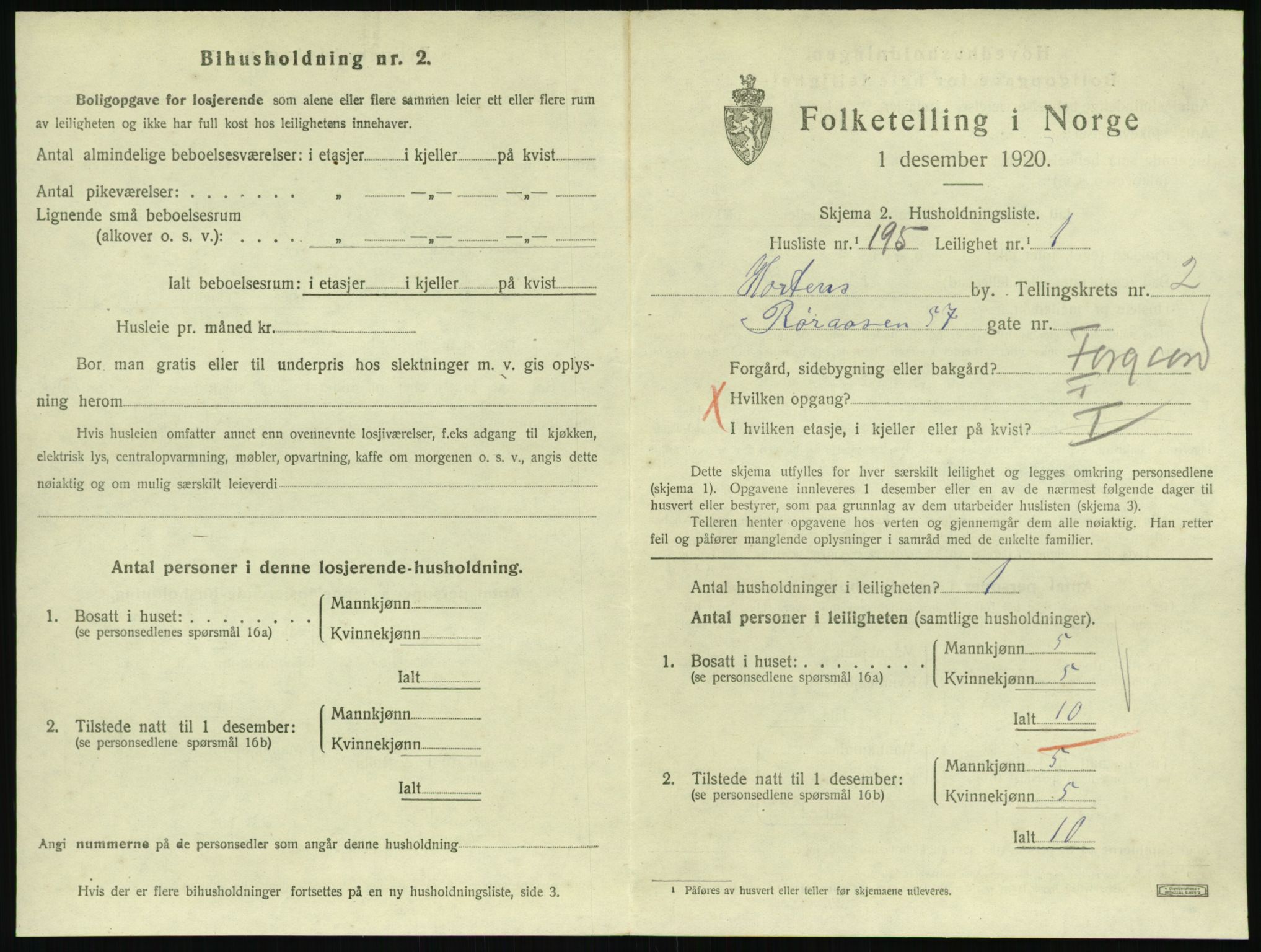 SAKO, 1920 census for Horten, 1920, p. 4053