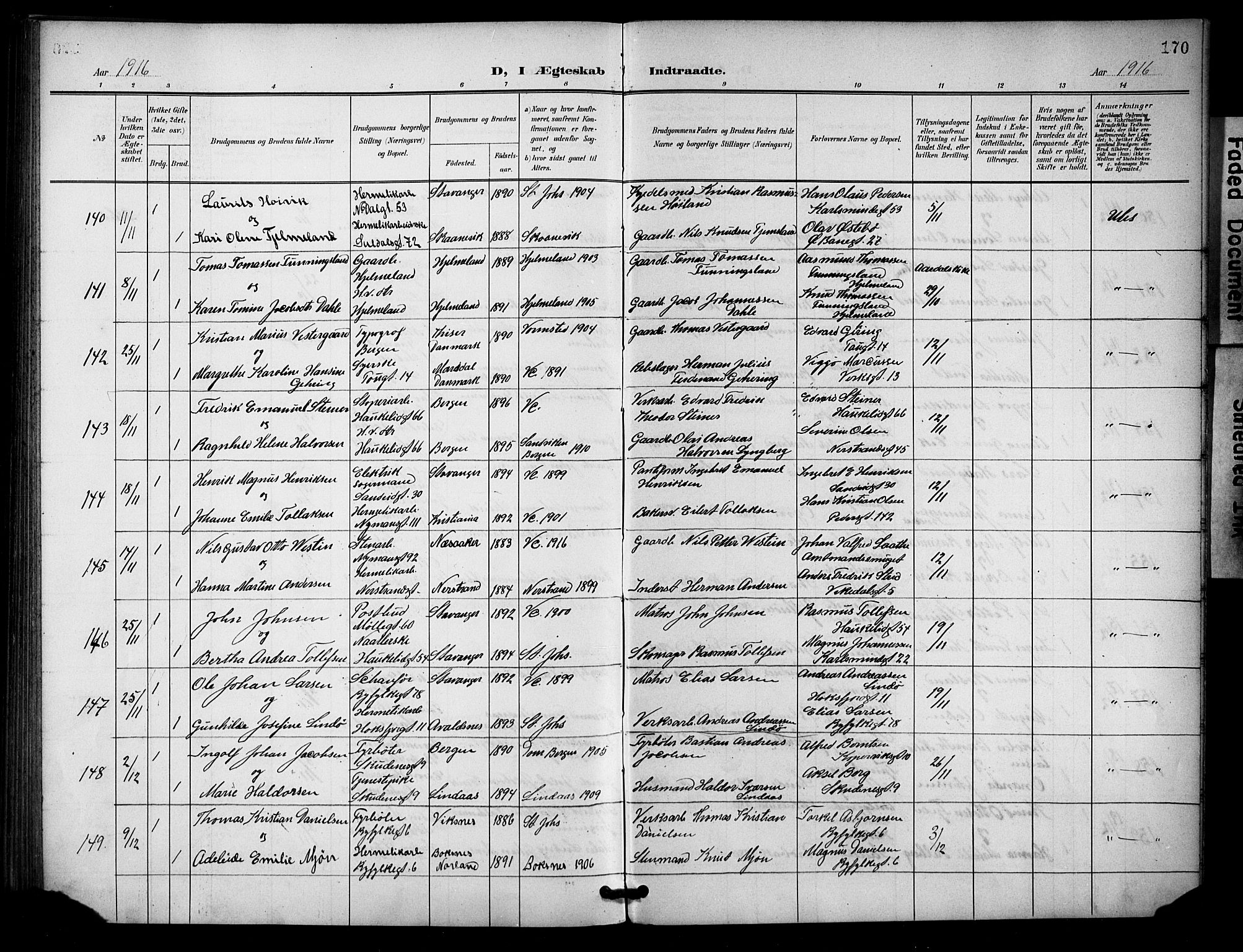 St. Johannes sokneprestkontor, AV/SAST-A-101814/001/30/30BB/L0005: Parish register (copy) no. B 5, 1901-1917, p. 170