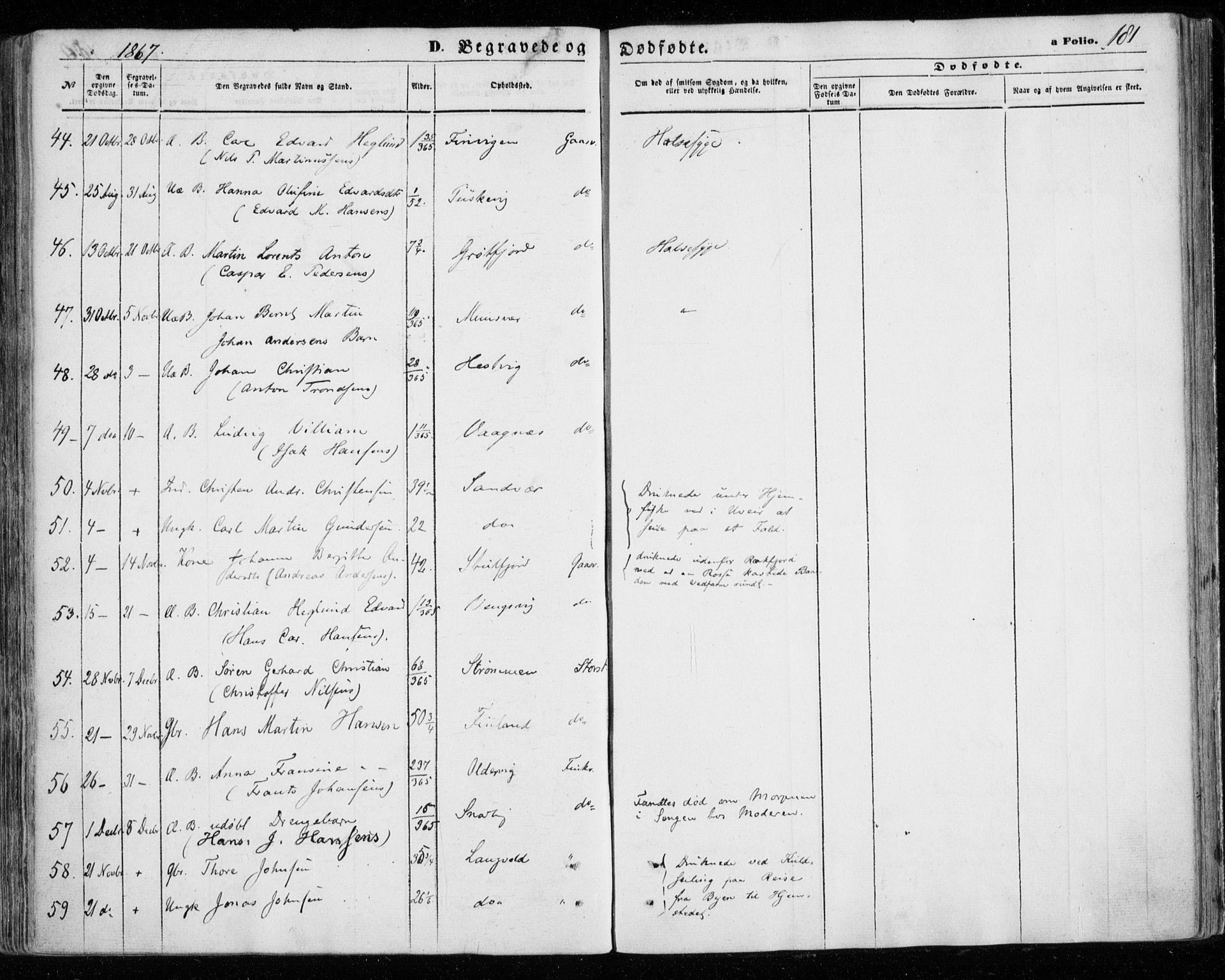 Tromsøysund sokneprestkontor, AV/SATØ-S-1304/G/Ga/L0002kirke: Parish register (official) no. 2, 1867-1875, p. 181