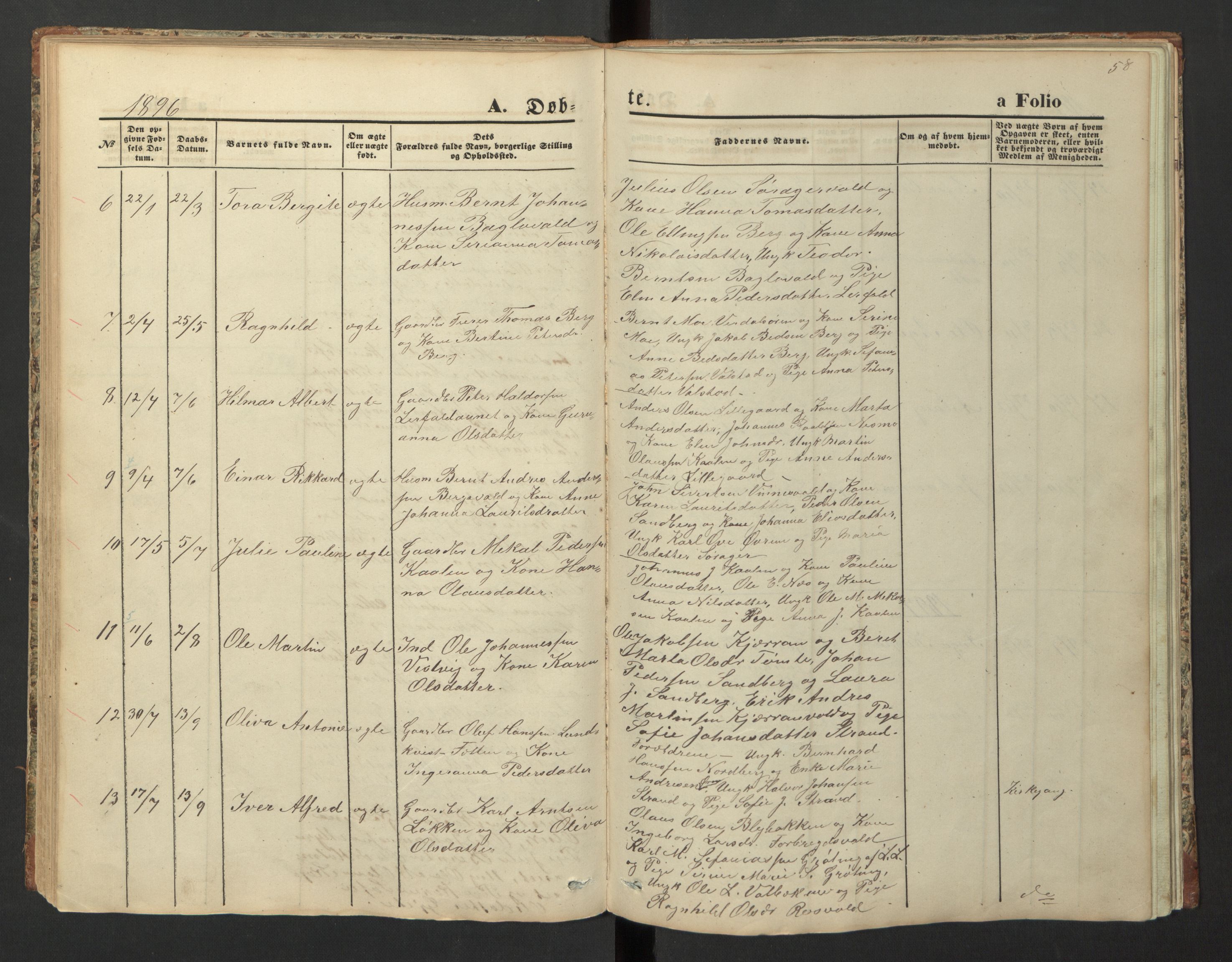 Ministerialprotokoller, klokkerbøker og fødselsregistre - Nord-Trøndelag, SAT/A-1458/726/L0271: Parish register (copy) no. 726C02, 1869-1897, p. 58