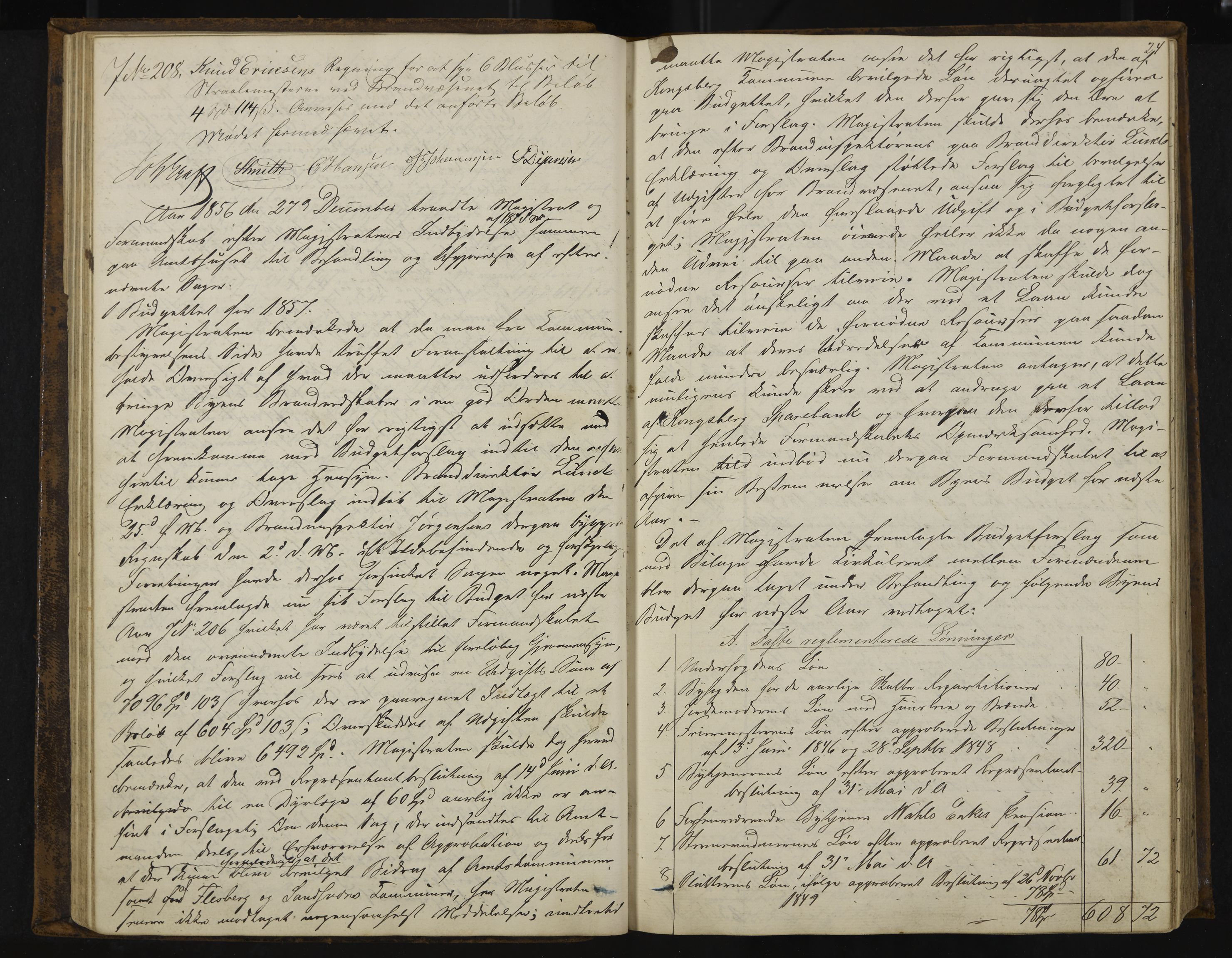 Kongsberg formannskap og sentraladministrasjon, IKAK/0604021-1/A/L0003: Møtebok med register, 1856-1861, p. 24