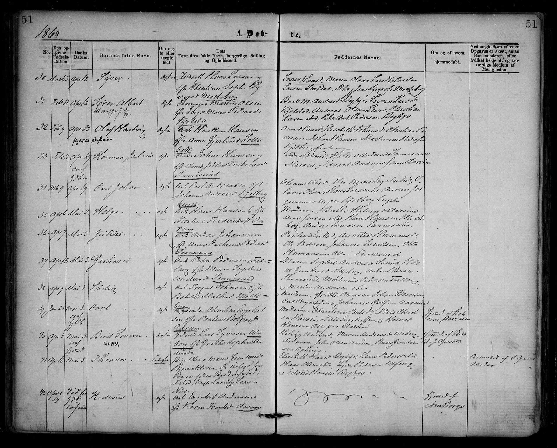 Borge prestekontor Kirkebøker, AV/SAO-A-10903/F/Fa/L0006: Parish register (official) no. I 6, 1861-1874, p. 51