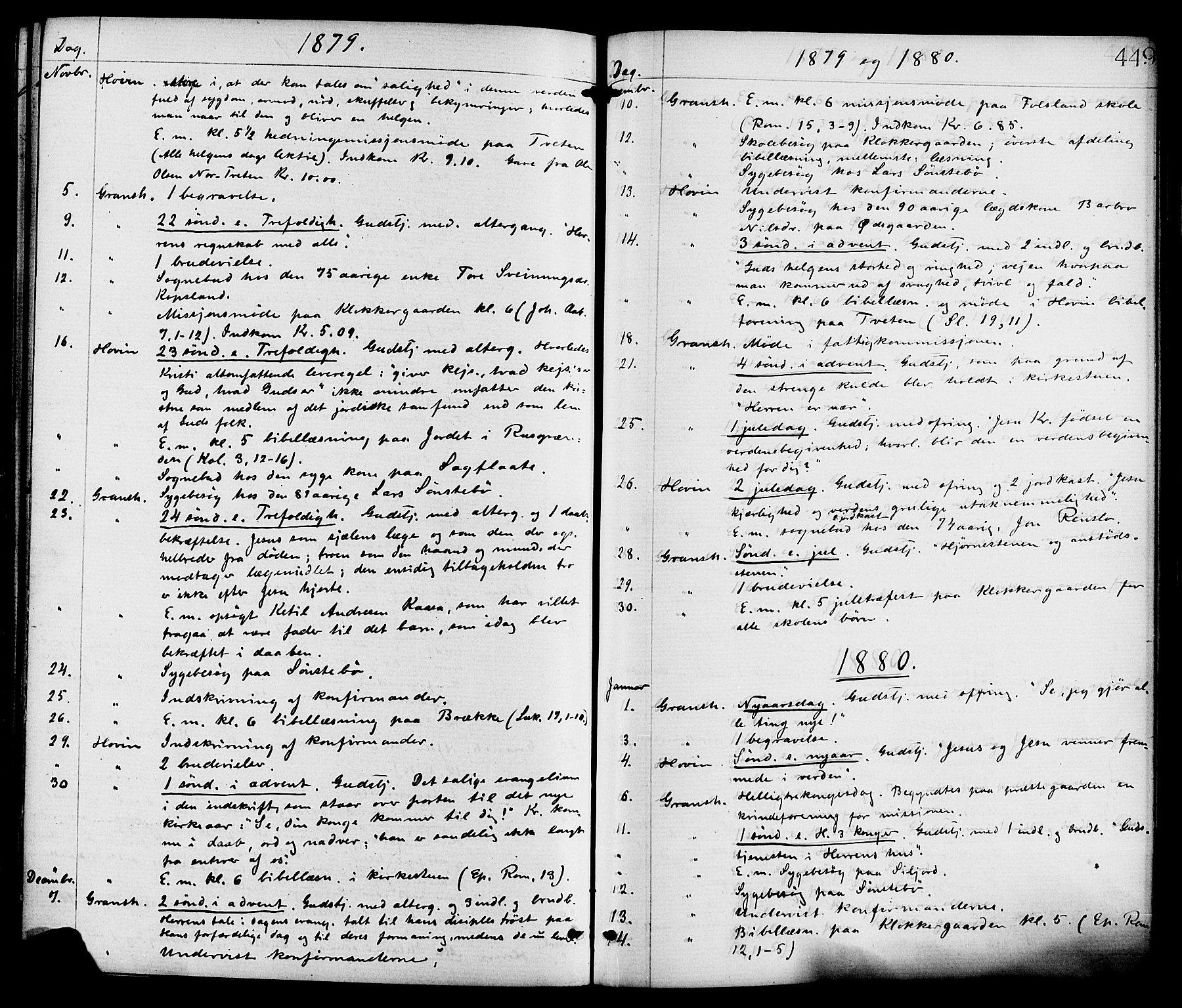 Gransherad kirkebøker, SAKO/A-267/F/Fa/L0004: Parish register (official) no. I 4, 1871-1886, p. 449