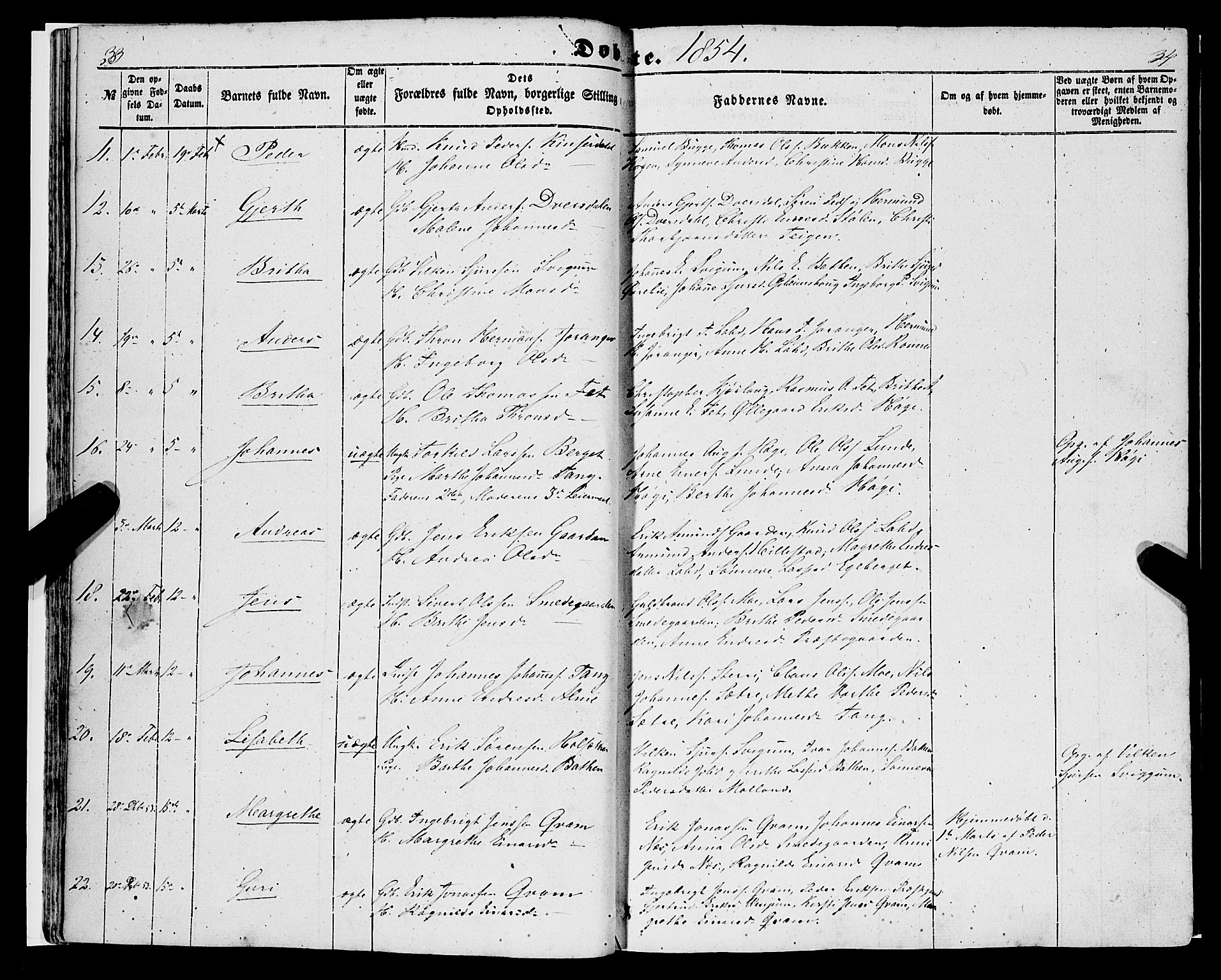 Hafslo sokneprestembete, AV/SAB-A-80301/H/Haa/Haaa/L0009: Parish register (official) no. A 9, 1852-1873, p. 33-34