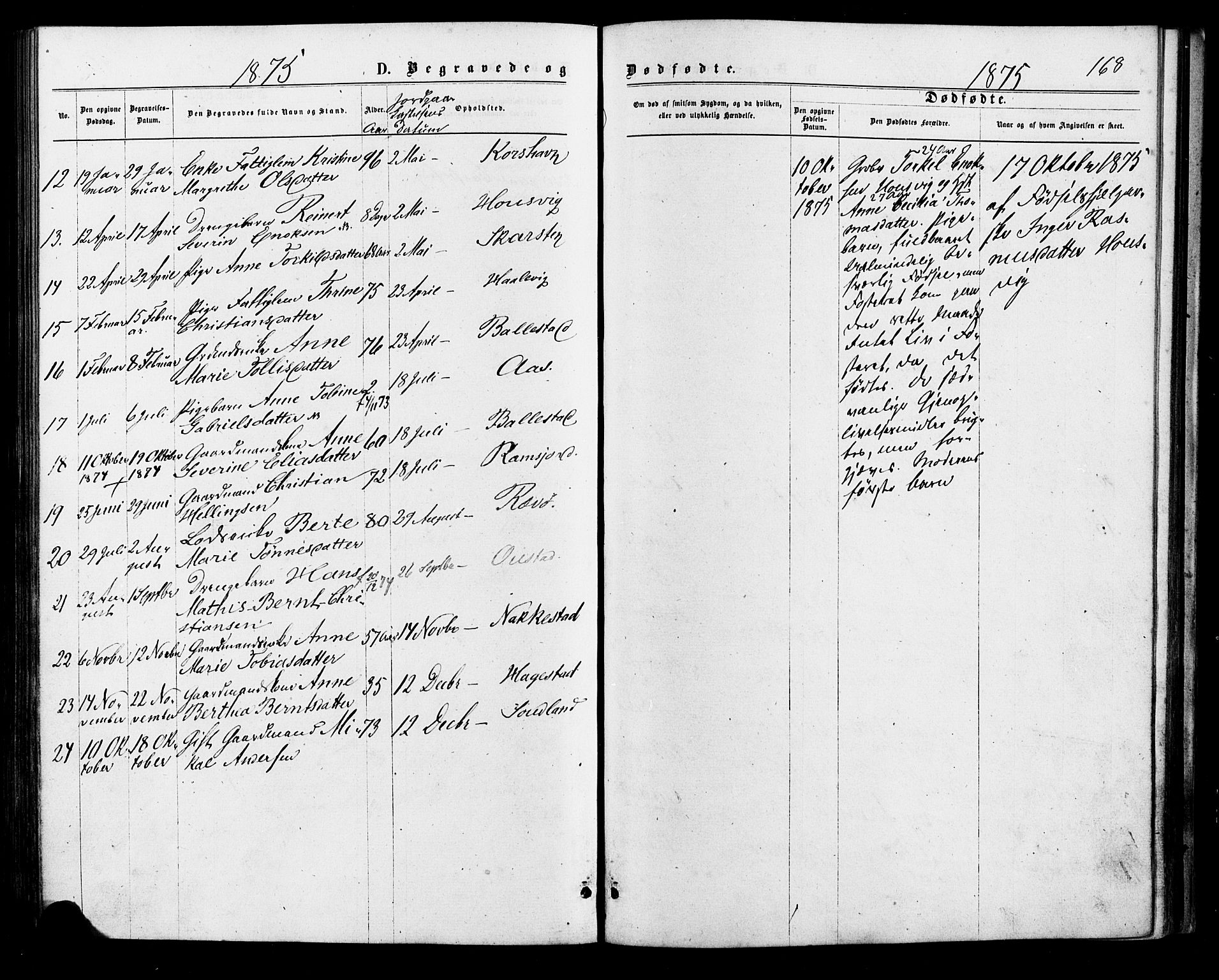 Lyngdal sokneprestkontor, AV/SAK-1111-0029/F/Fa/Faa/L0003: Parish register (official) no. A 3, 1871-1882, p. 168