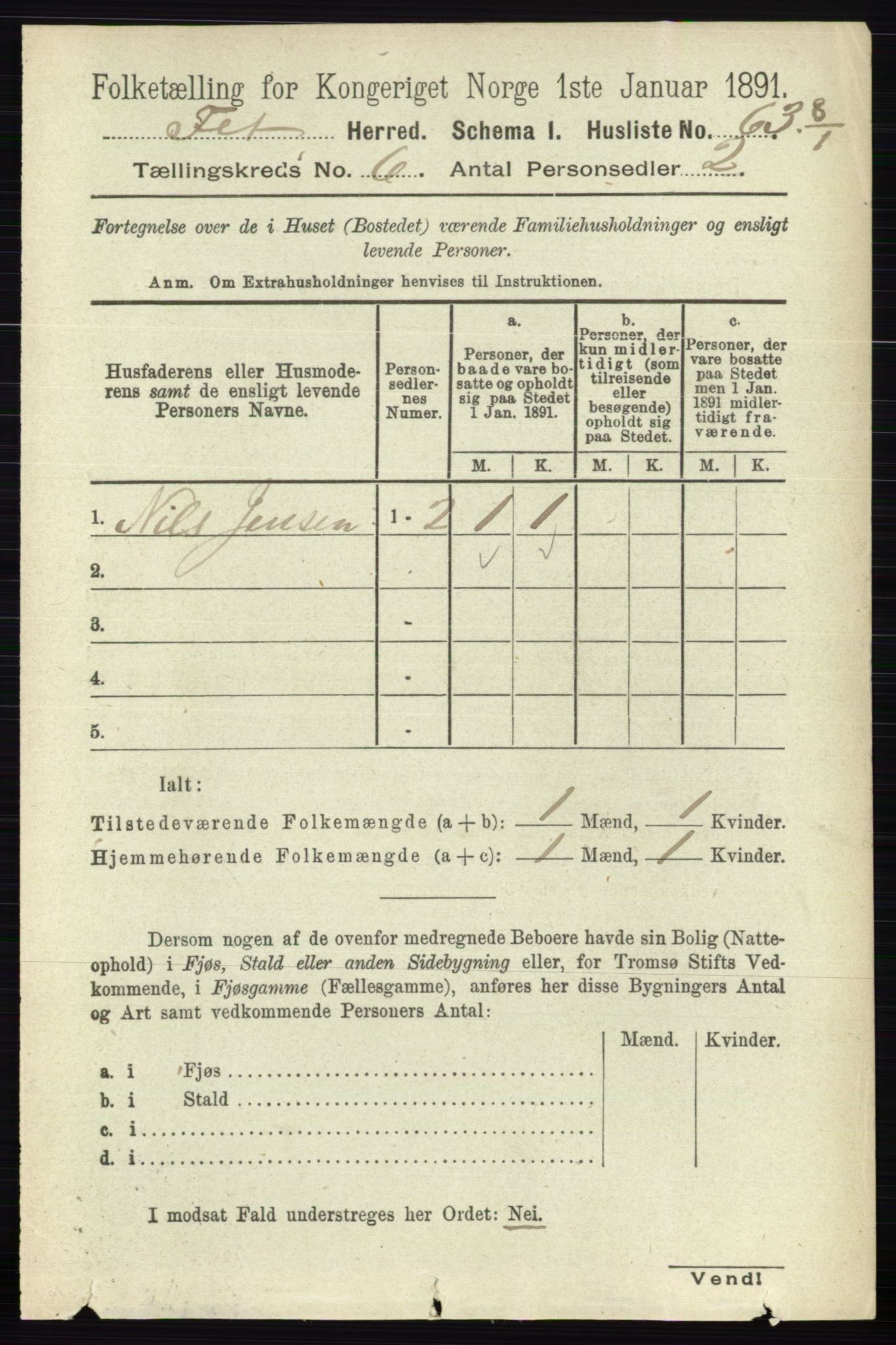 RA, 1891 census for 0227 Fet, 1891, p. 1933