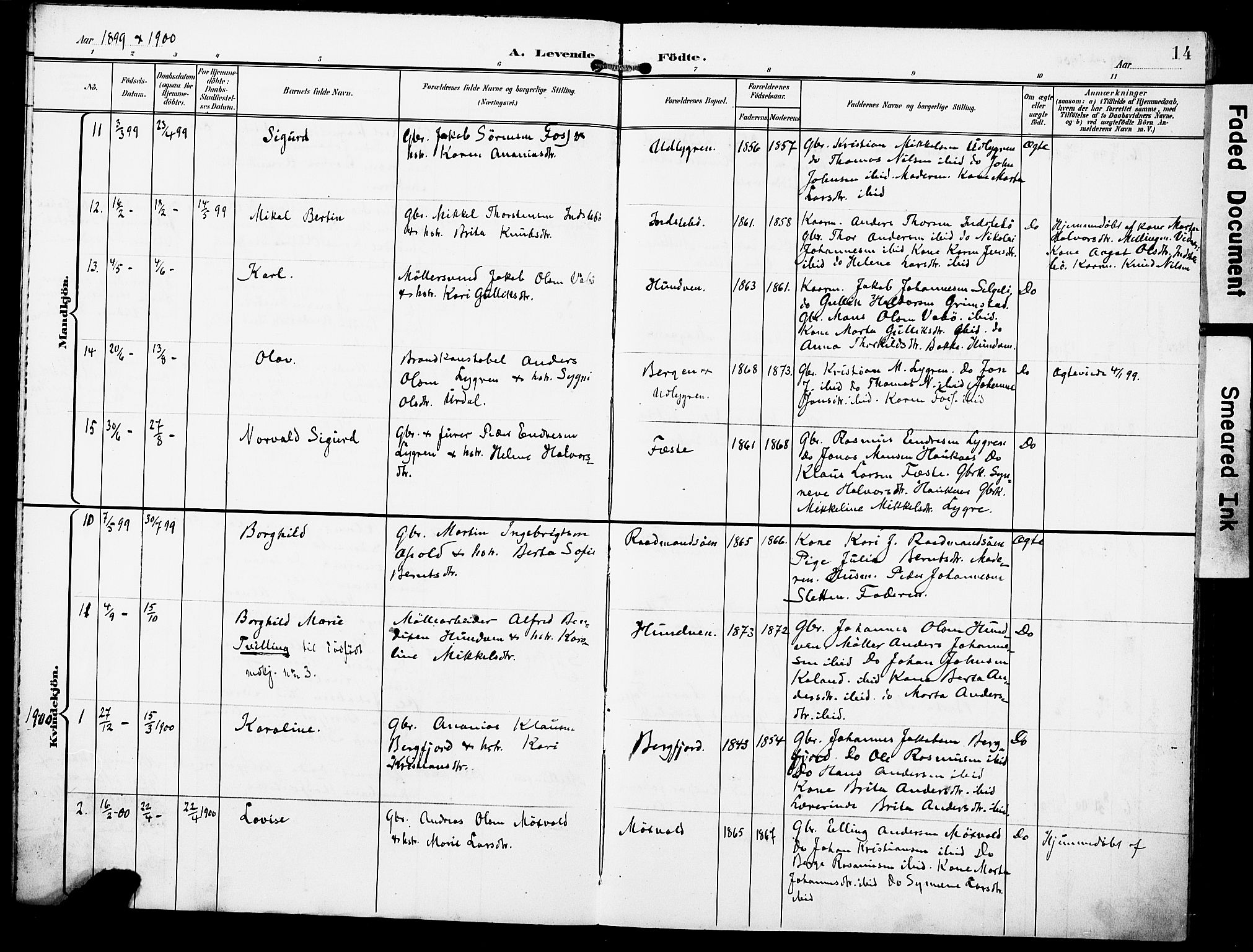 Lindås Sokneprestembete, AV/SAB-A-76701/H/Haa/Haae/L0002: Parish register (official) no. E 2, 1897-1912, p. 14