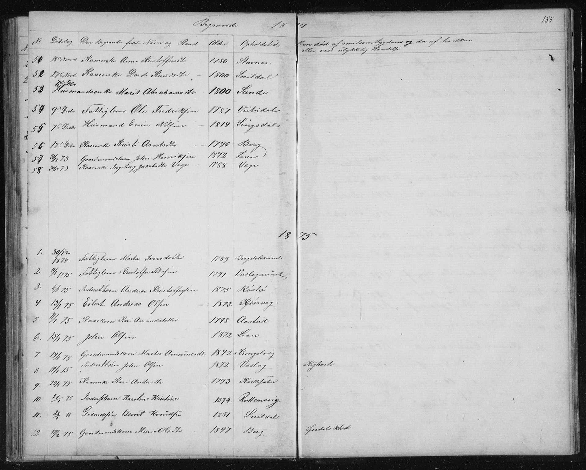 Ministerialprotokoller, klokkerbøker og fødselsregistre - Sør-Trøndelag, SAT/A-1456/630/L0503: Parish register (copy) no. 630C01, 1869-1878, p. 155