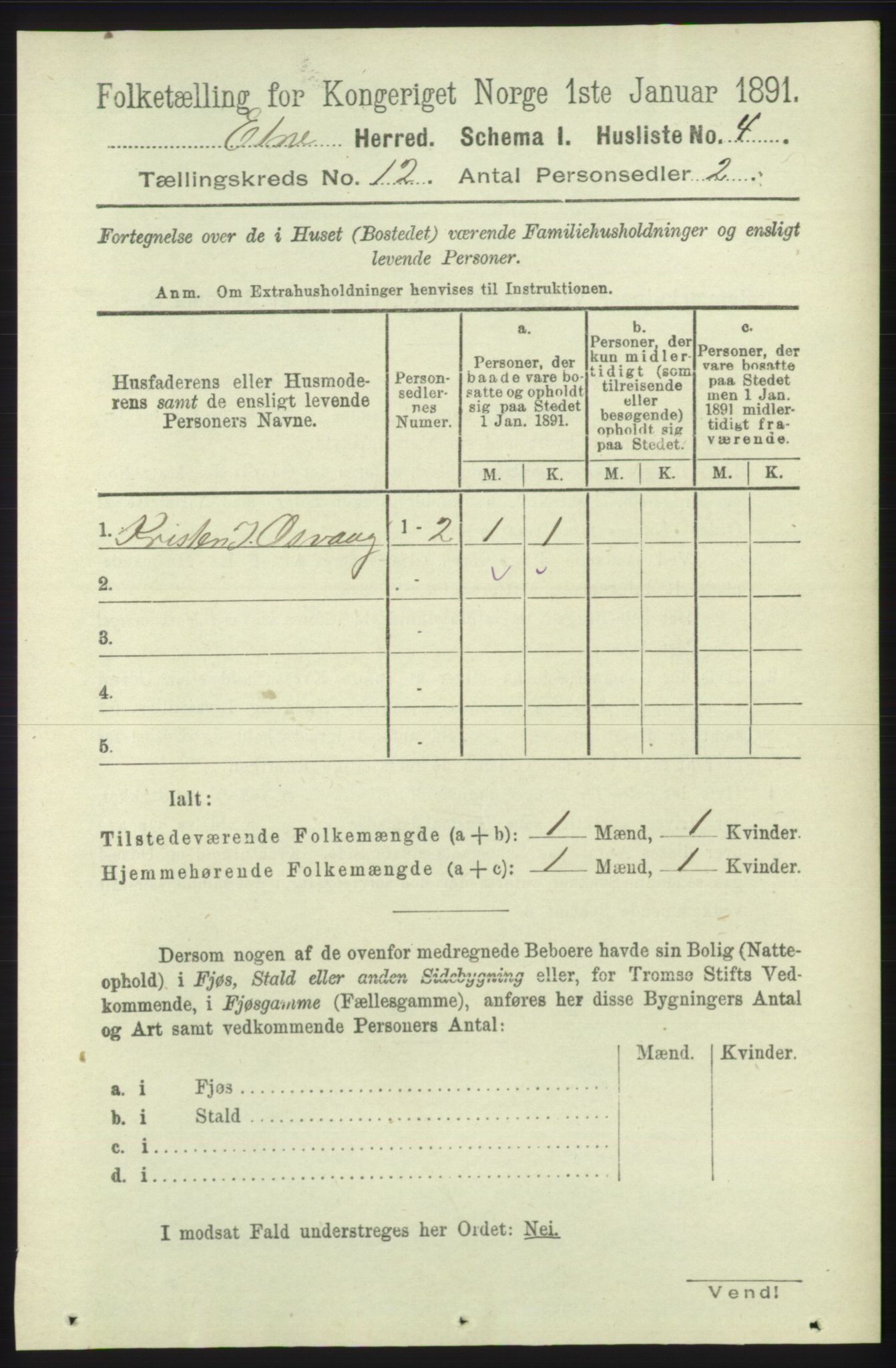 RA, 1891 census for 1211 Etne, 1891, p. 2531