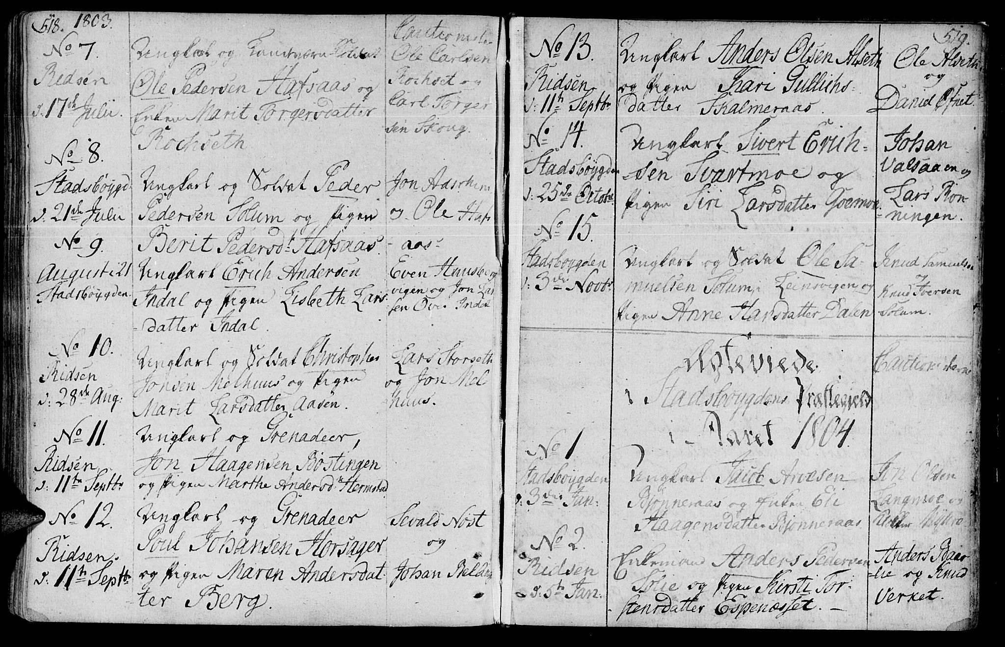 Ministerialprotokoller, klokkerbøker og fødselsregistre - Sør-Trøndelag, SAT/A-1456/646/L0606: Parish register (official) no. 646A04, 1791-1805, p. 518-519