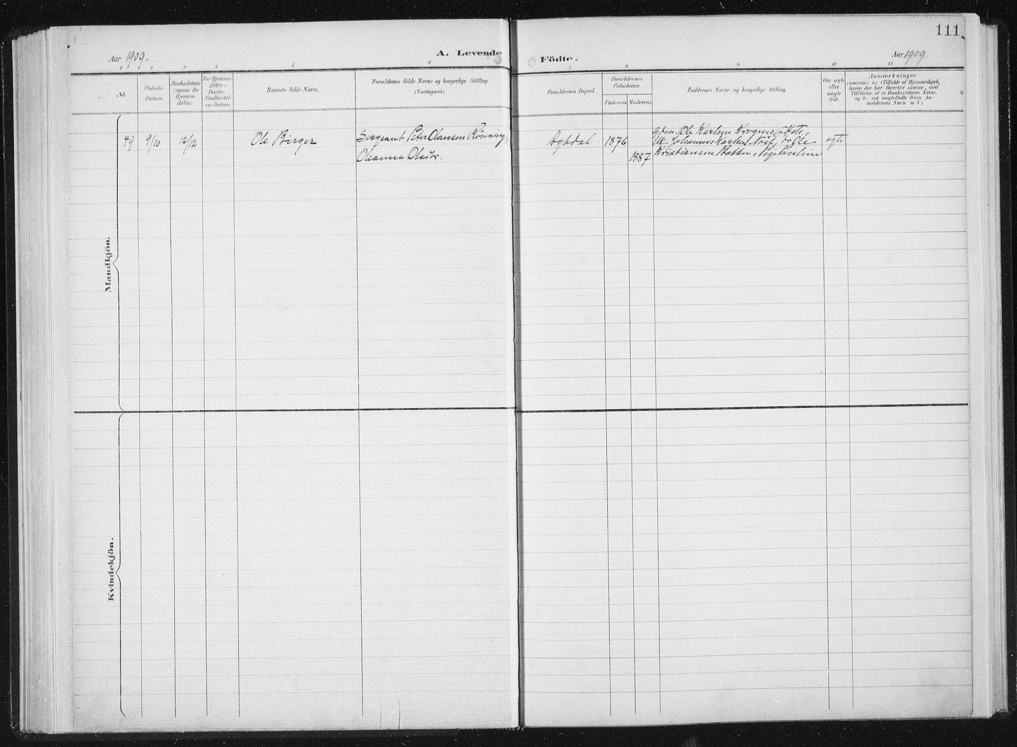 Ministerialprotokoller, klokkerbøker og fødselsregistre - Sør-Trøndelag, SAT/A-1456/647/L0635: Parish register (official) no. 647A02, 1896-1911, p. 111