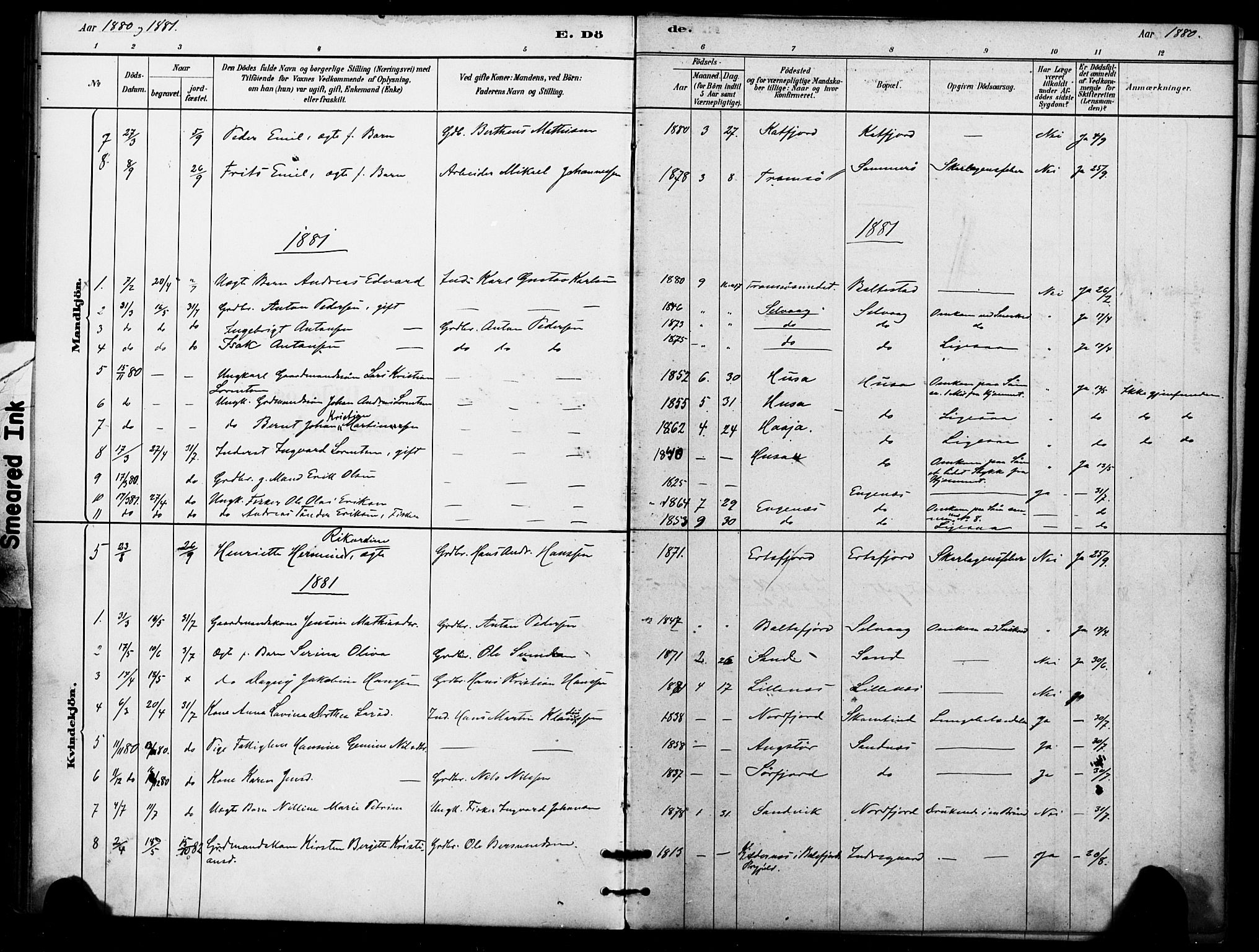 Lenvik sokneprestembete, SATØ/S-1310/H/Ha/Haa/L0012kirke: Parish register (official) no. 12, 1880-1895