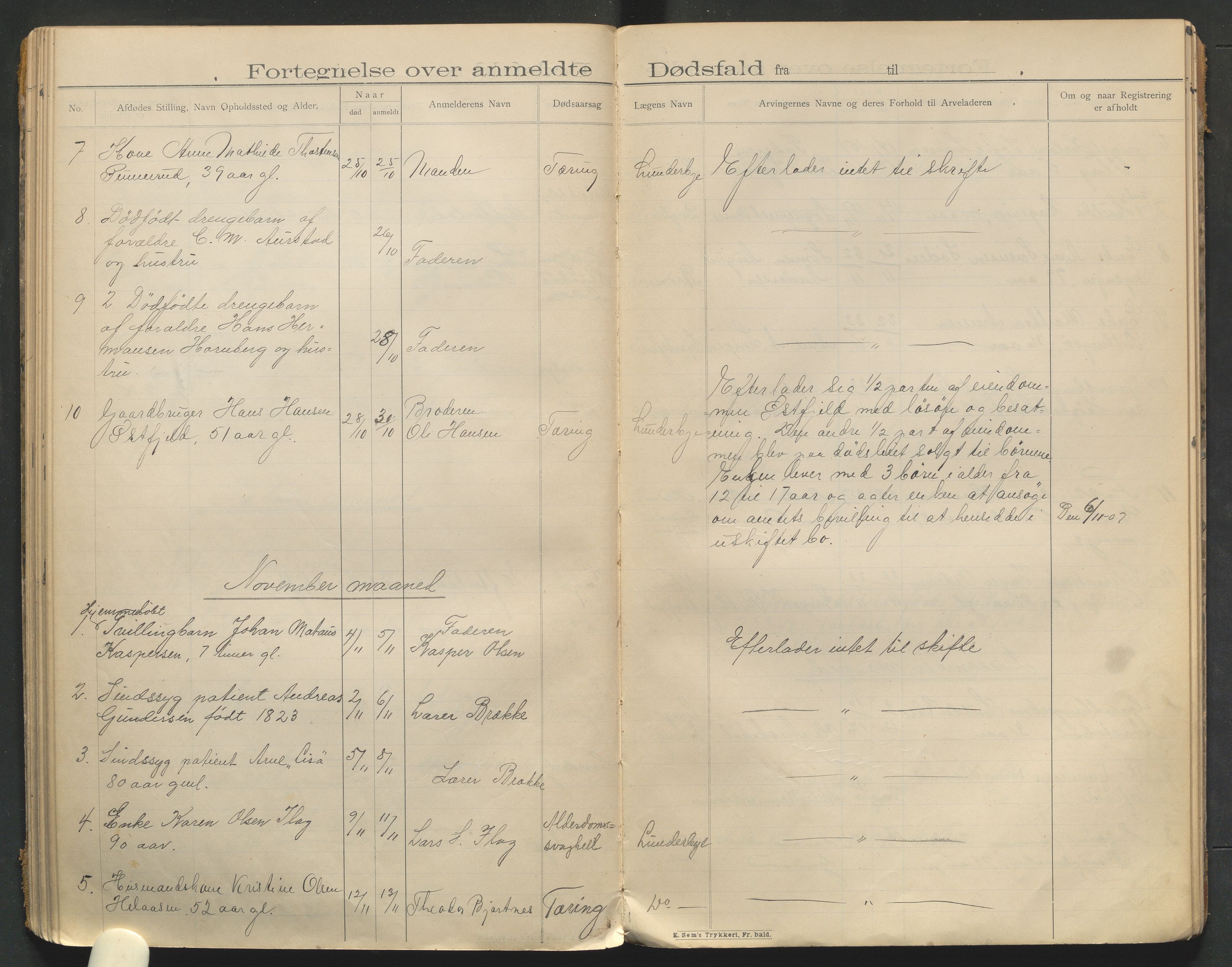 Eidskog lensmannskontor, AV/SAH-LHE-009/H/Ha/Haa/L0001/0002: Dødsfallsprotokoller / Dødsfallsprotokoll, 1901-1910