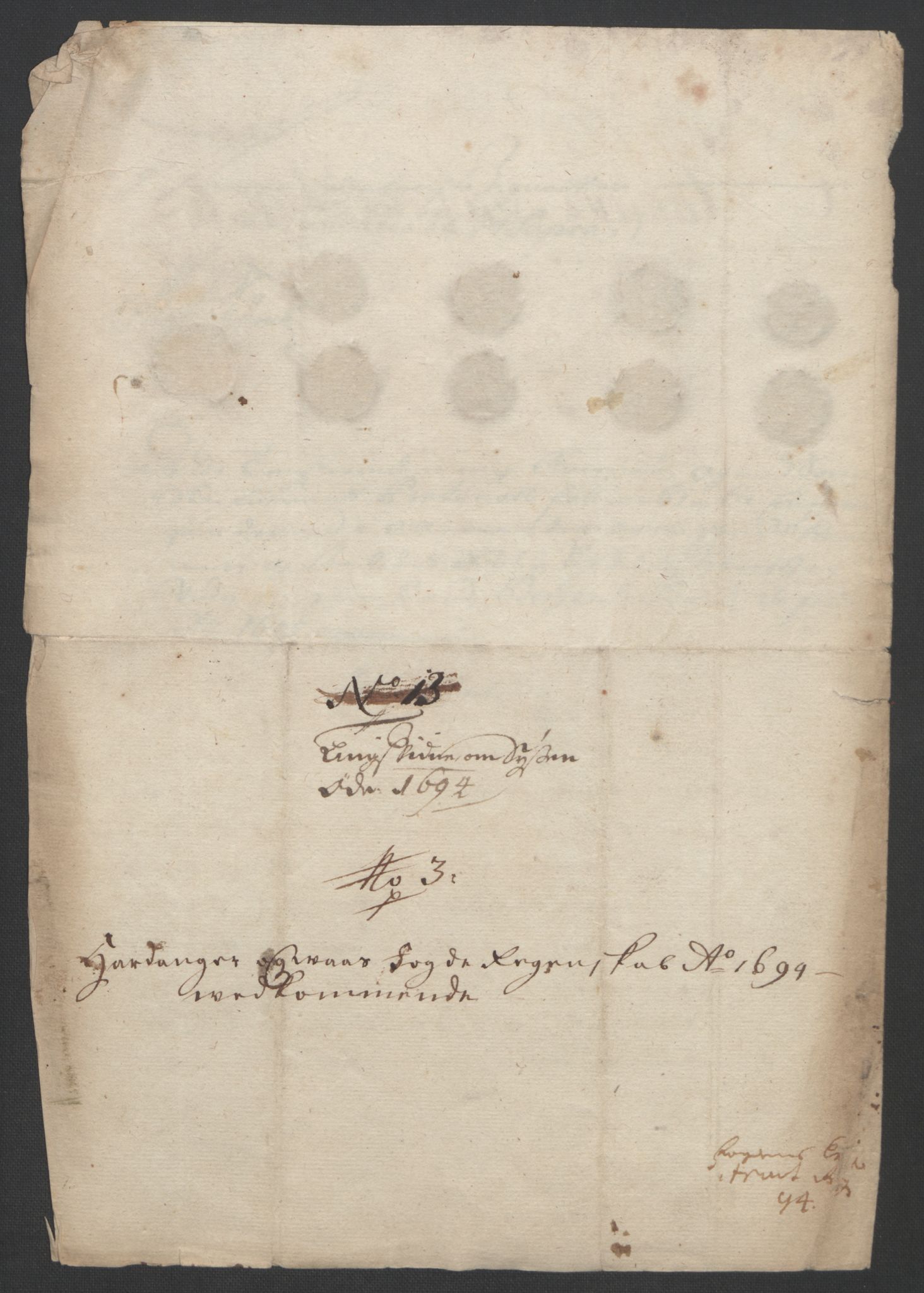 Rentekammeret inntil 1814, Reviderte regnskaper, Fogderegnskap, AV/RA-EA-4092/R48/L2975: Fogderegnskap Sunnhordland og Hardanger, 1694, p. 331