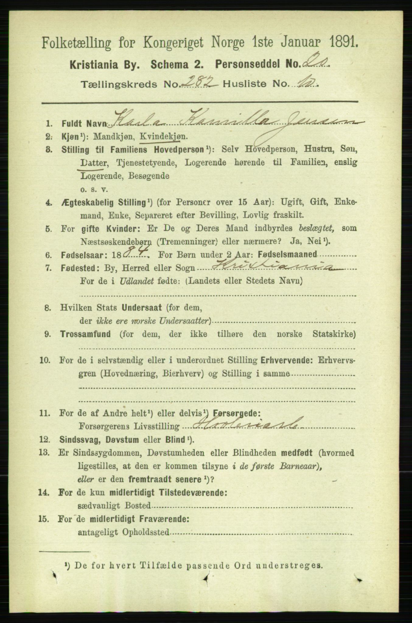 RA, 1891 census for 0301 Kristiania, 1891, p. 171902