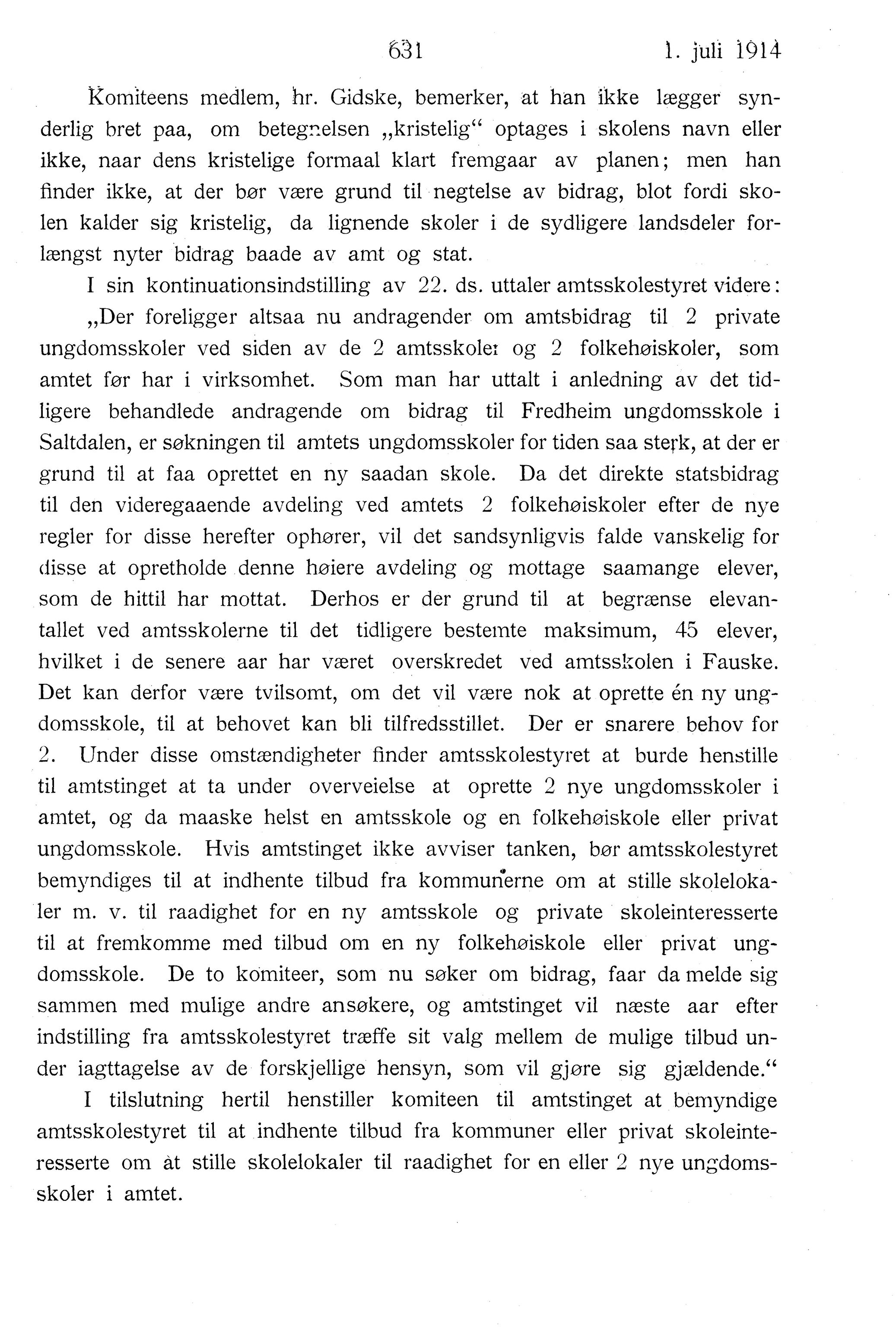 Nordland Fylkeskommune. Fylkestinget, AIN/NFK-17/176/A/Ac/L0037: Fylkestingsforhandlinger 1914, 1914