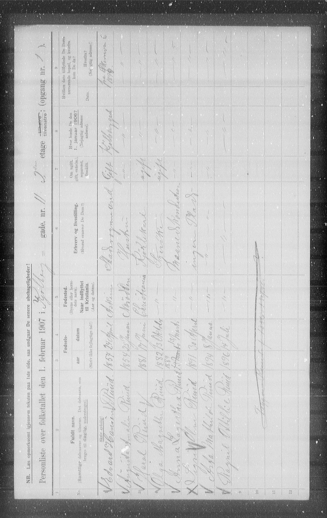 OBA, Municipal Census 1907 for Kristiania, 1907, p. 26171