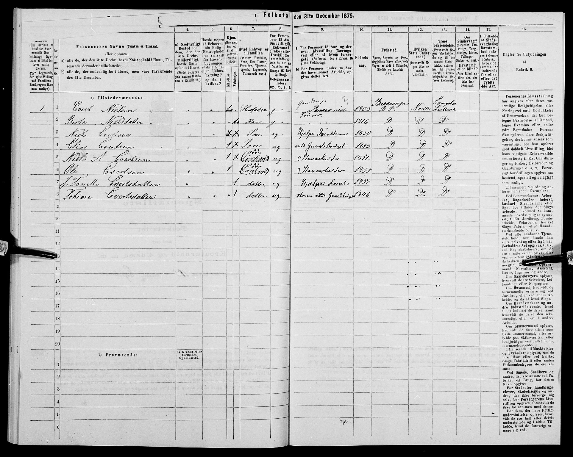 SAK, 1875 census for 1045P Bakke, 1875, p. 135