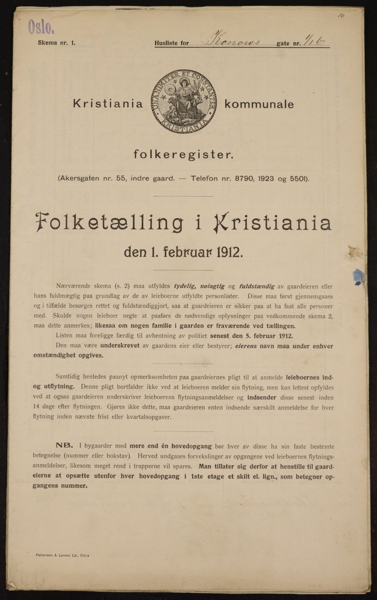 OBA, Municipal Census 1912 for Kristiania, 1912, p. 53259
