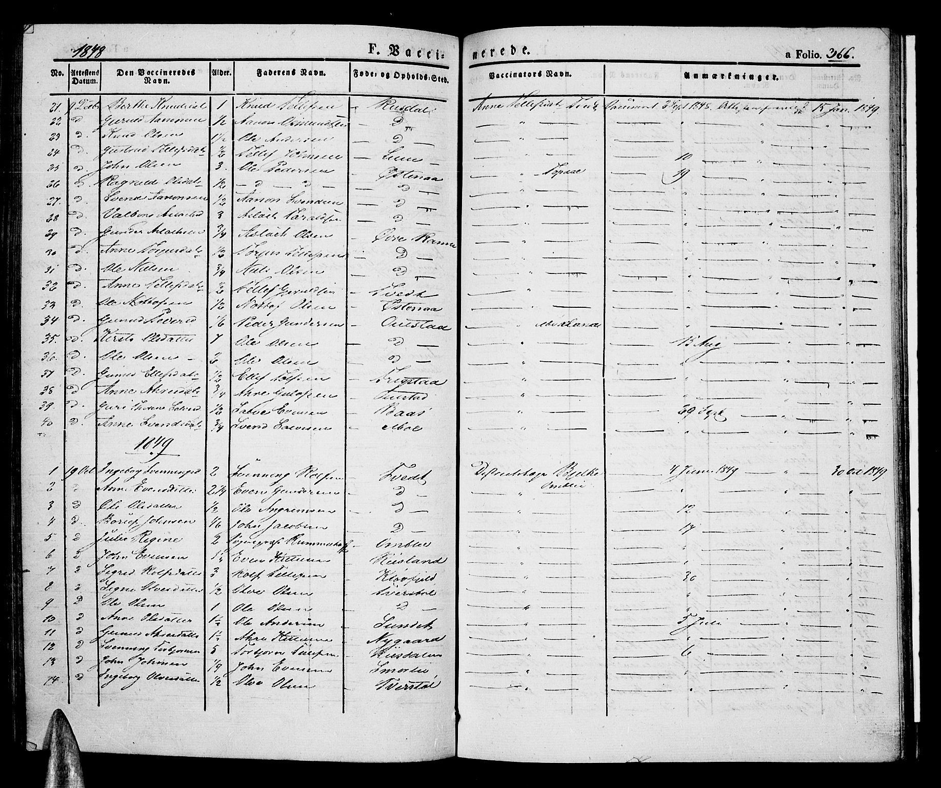 Åmli sokneprestkontor, SAK/1111-0050/F/Fa/Fac/L0007: Parish register (official) no. A 7 /1, 1829-1851, p. 366