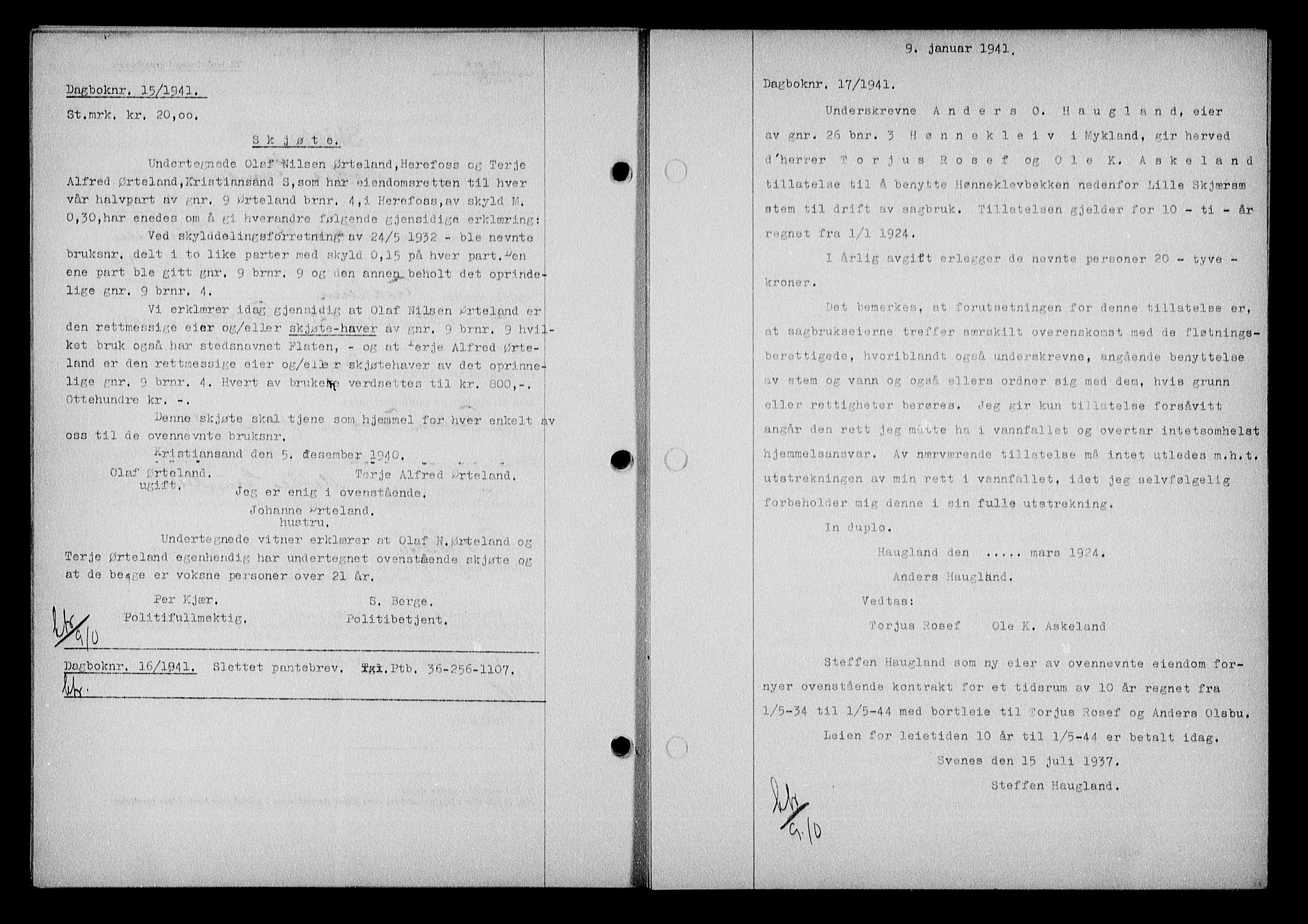 Nedenes sorenskriveri, AV/SAK-1221-0006/G/Gb/Gba/L0048: Mortgage book no. A-II, 1940-1941, Diary no: : 17/1941