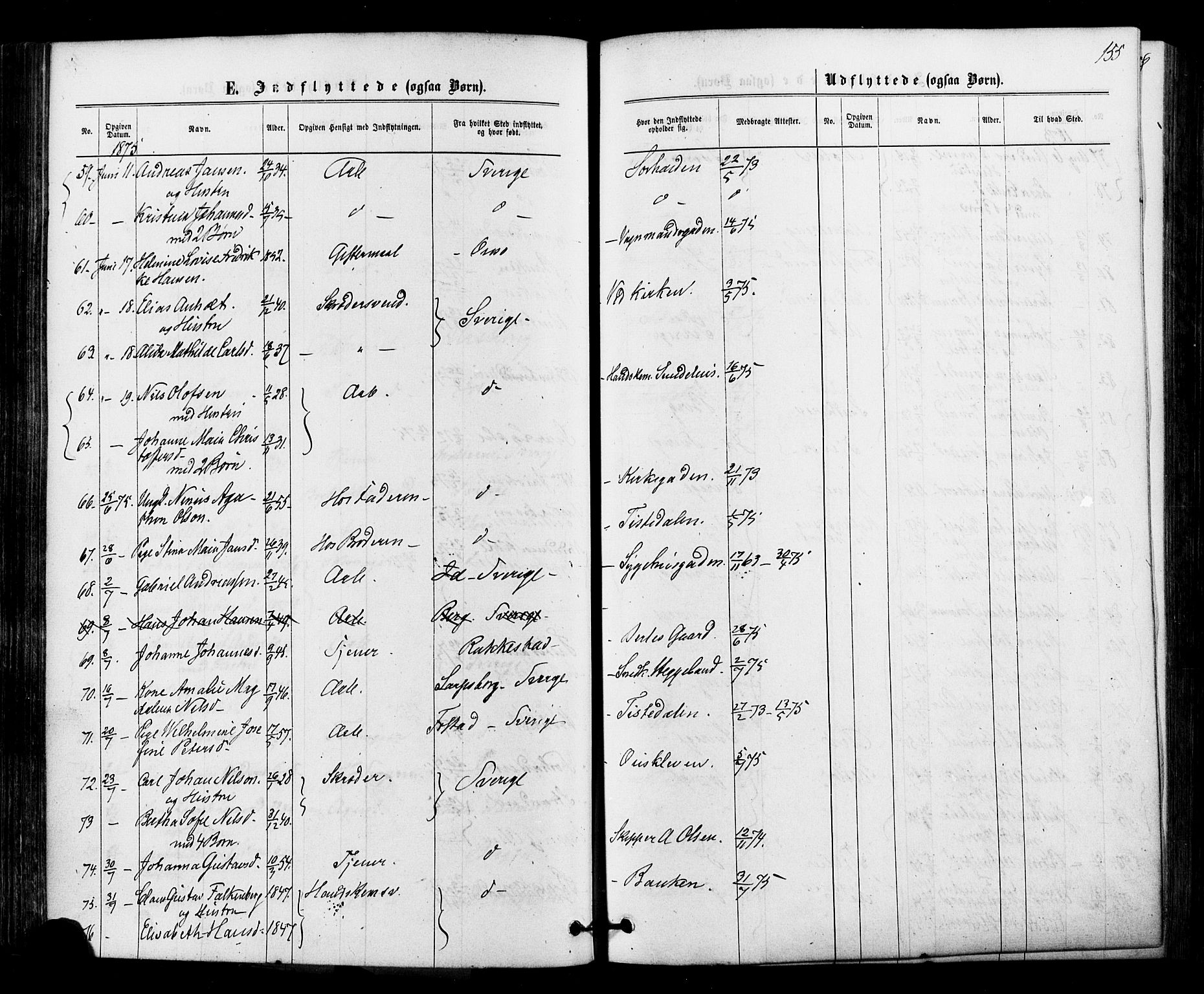 Halden prestekontor Kirkebøker, AV/SAO-A-10909/F/Fa/L0010: Parish register (official) no. I 10, 1866-1877, p. 155