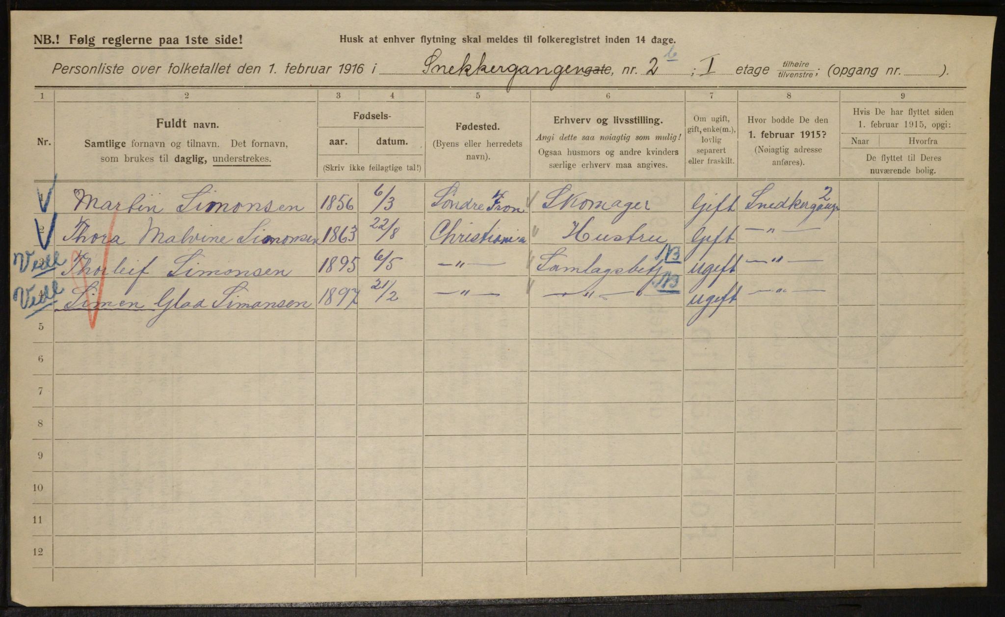 OBA, Municipal Census 1916 for Kristiania, 1916, p. 100431