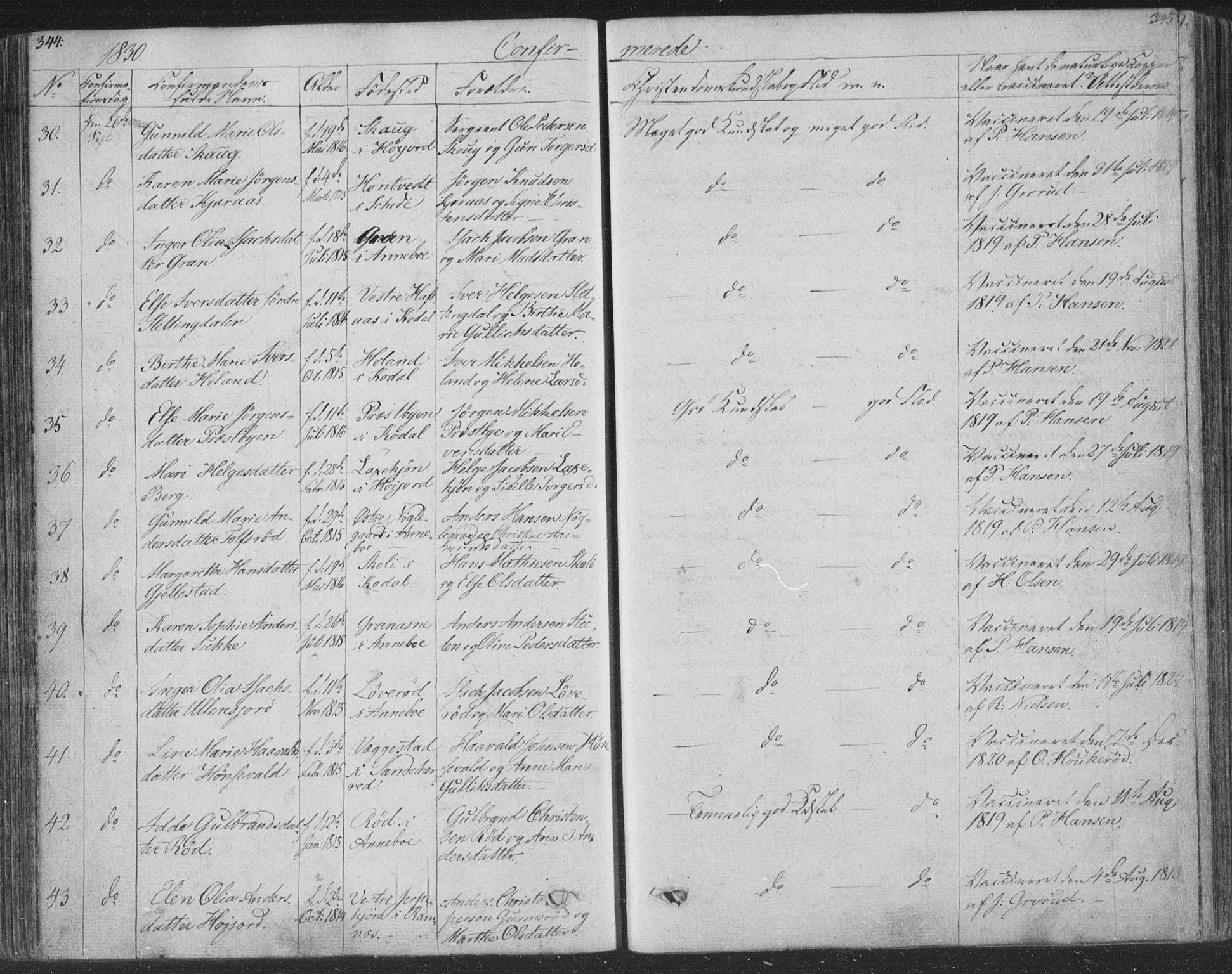 Andebu kirkebøker, AV/SAKO-A-336/F/Fa/L0004: Parish register (official) no. 4, 1829-1856, p. 344-345