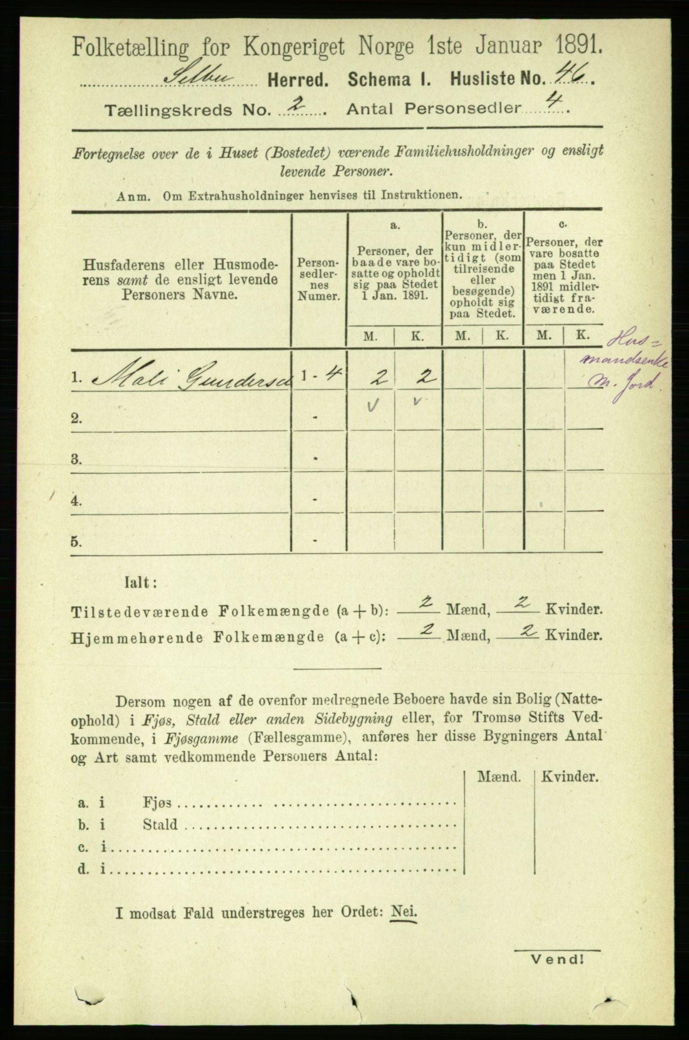 RA, 1891 census for 1664 Selbu, 1891, p. 257