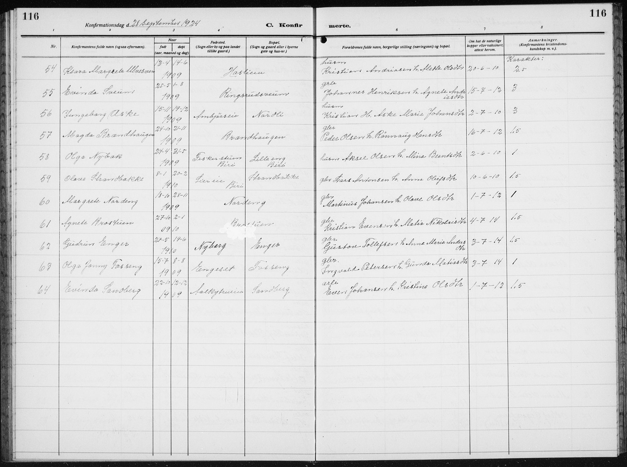 Biri prestekontor, AV/SAH-PREST-096/H/Ha/Hab/L0007: Parish register (copy) no. 7, 1919-1941, p. 116