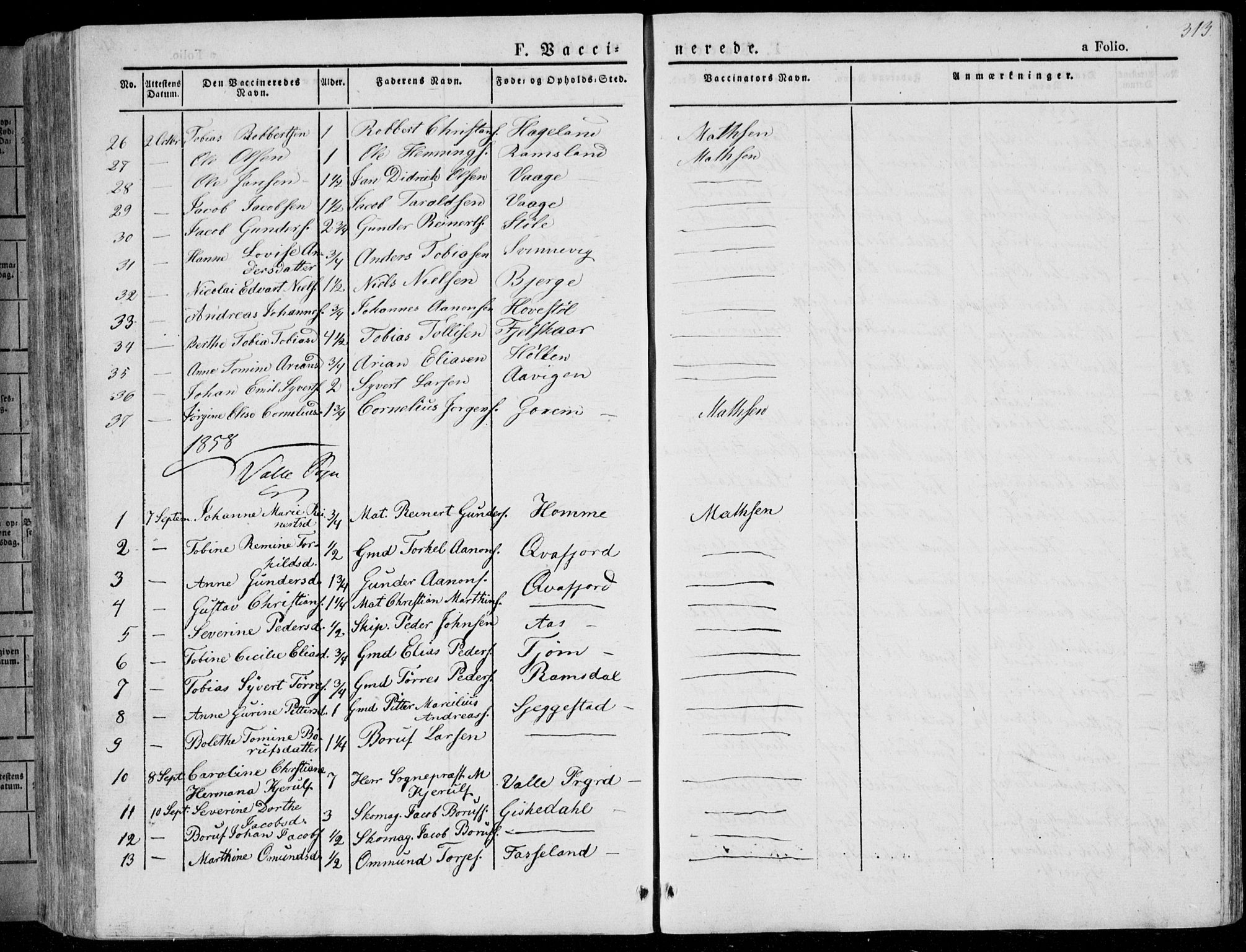 Sør-Audnedal sokneprestkontor, SAK/1111-0039/F/Fa/Fab/L0006: Parish register (official) no. A 6, 1829-1855, p. 313