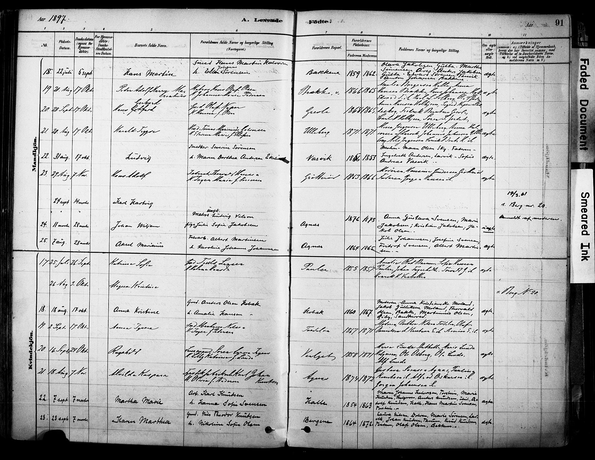 Brunlanes kirkebøker, AV/SAKO-A-342/F/Fc/L0001: Parish register (official) no. III 1, 1878-1899, p. 91