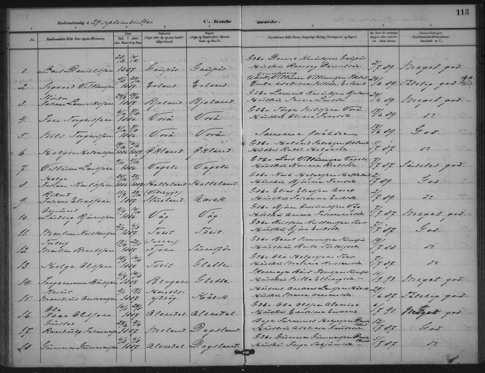 Skjold sokneprestkontor, SAST/A-101847/H/Ha/Haa/L0011: Parish register (official) no. A 11, 1897-1914, p. 113