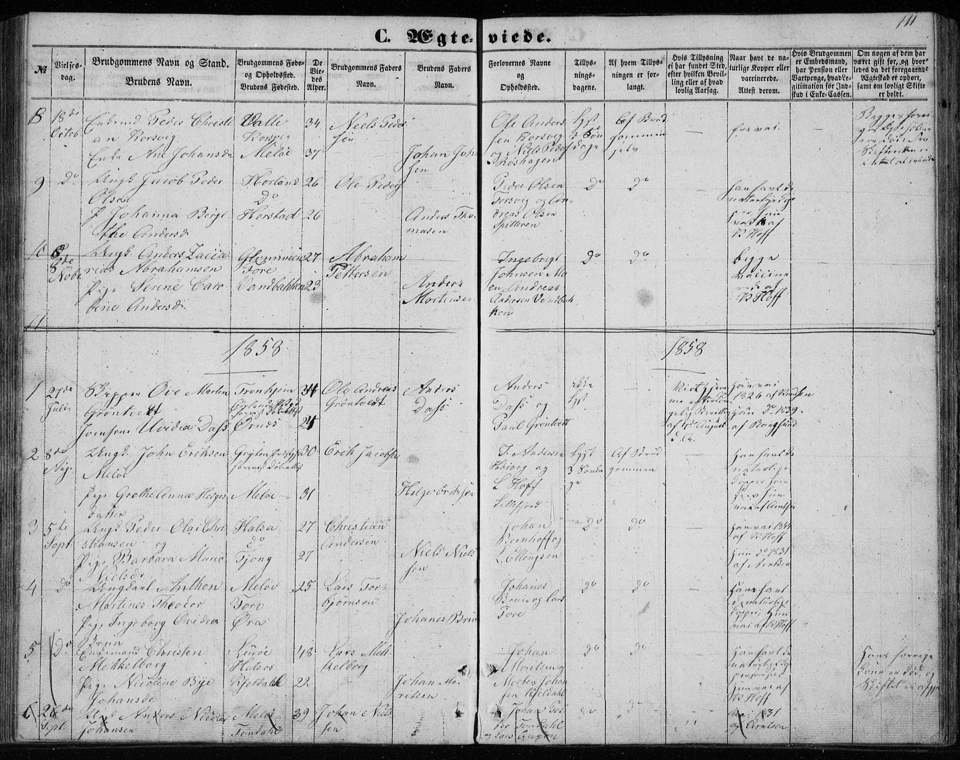 Ministerialprotokoller, klokkerbøker og fødselsregistre - Nordland, SAT/A-1459/843/L0633: Parish register (copy) no. 843C02, 1853-1873, p. 111