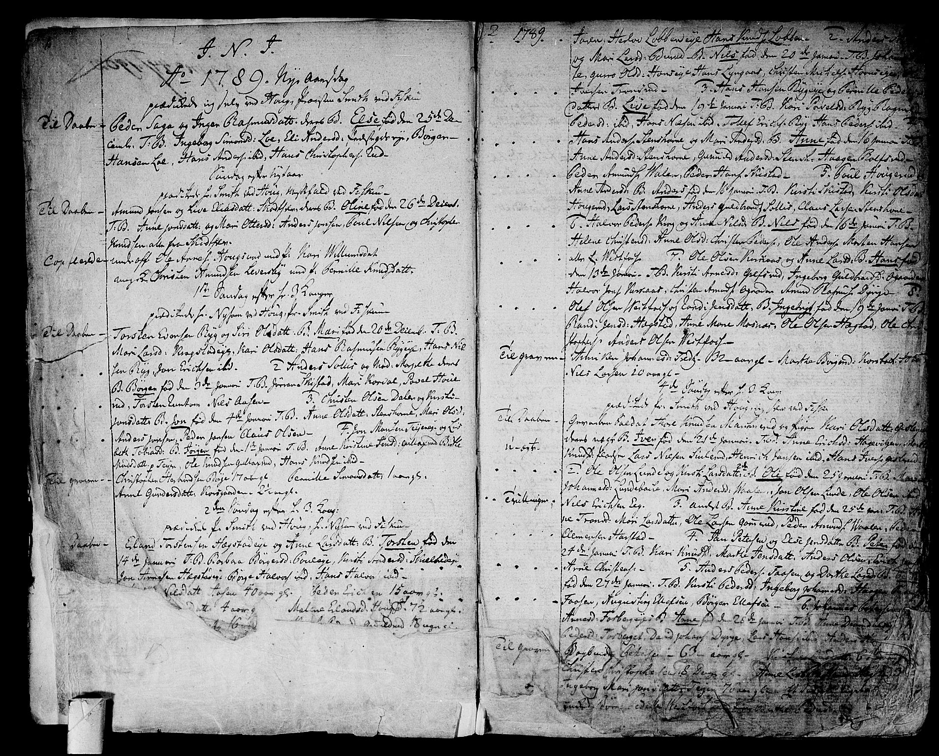 Eiker kirkebøker, AV/SAKO-A-4/F/Fa/L0009: Parish register (official) no. I 9, 1789-1806, p. 1-2