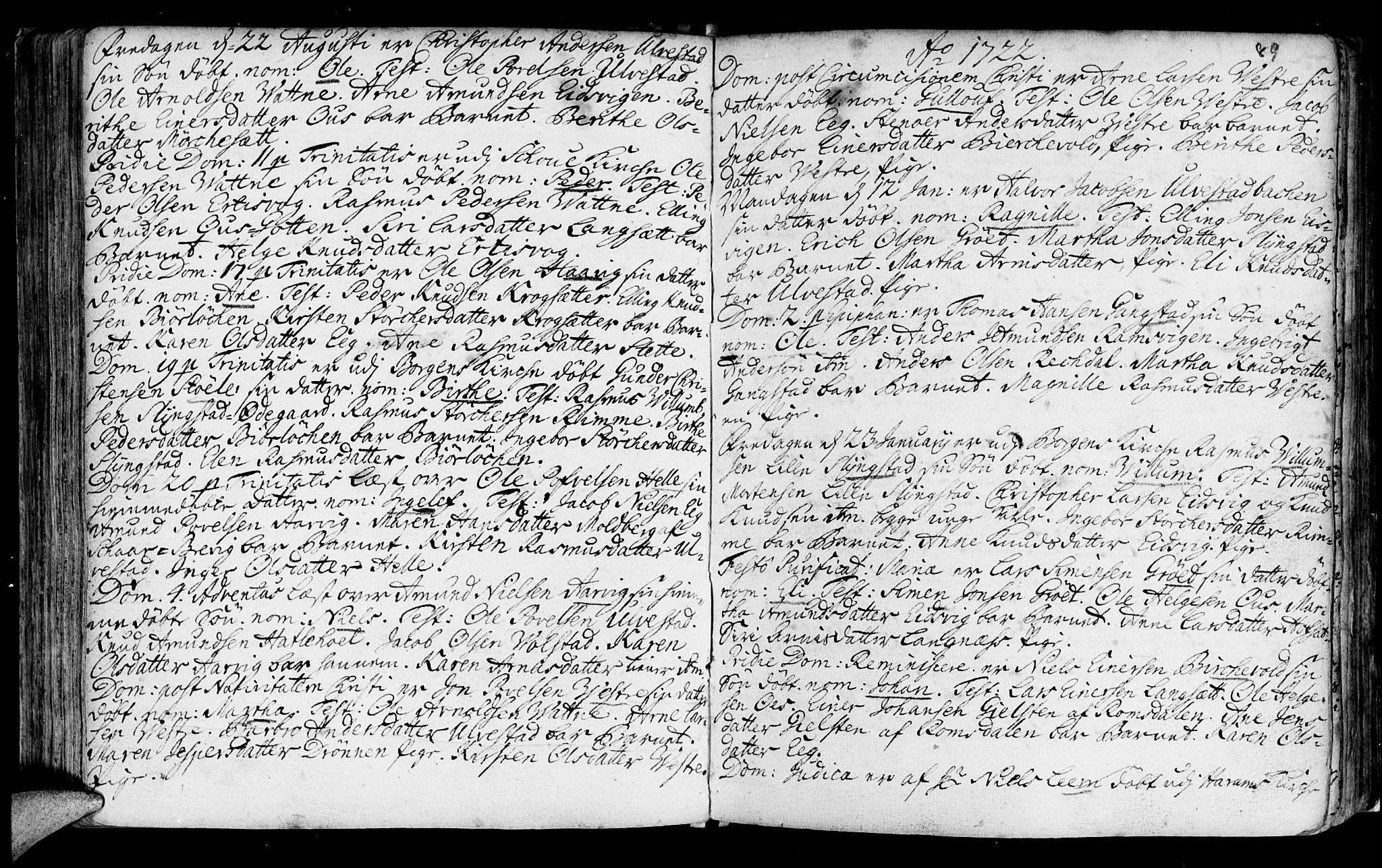 Ministerialprotokoller, klokkerbøker og fødselsregistre - Møre og Romsdal, AV/SAT-A-1454/525/L0371: Parish register (official) no. 525A01, 1699-1777, p. 89