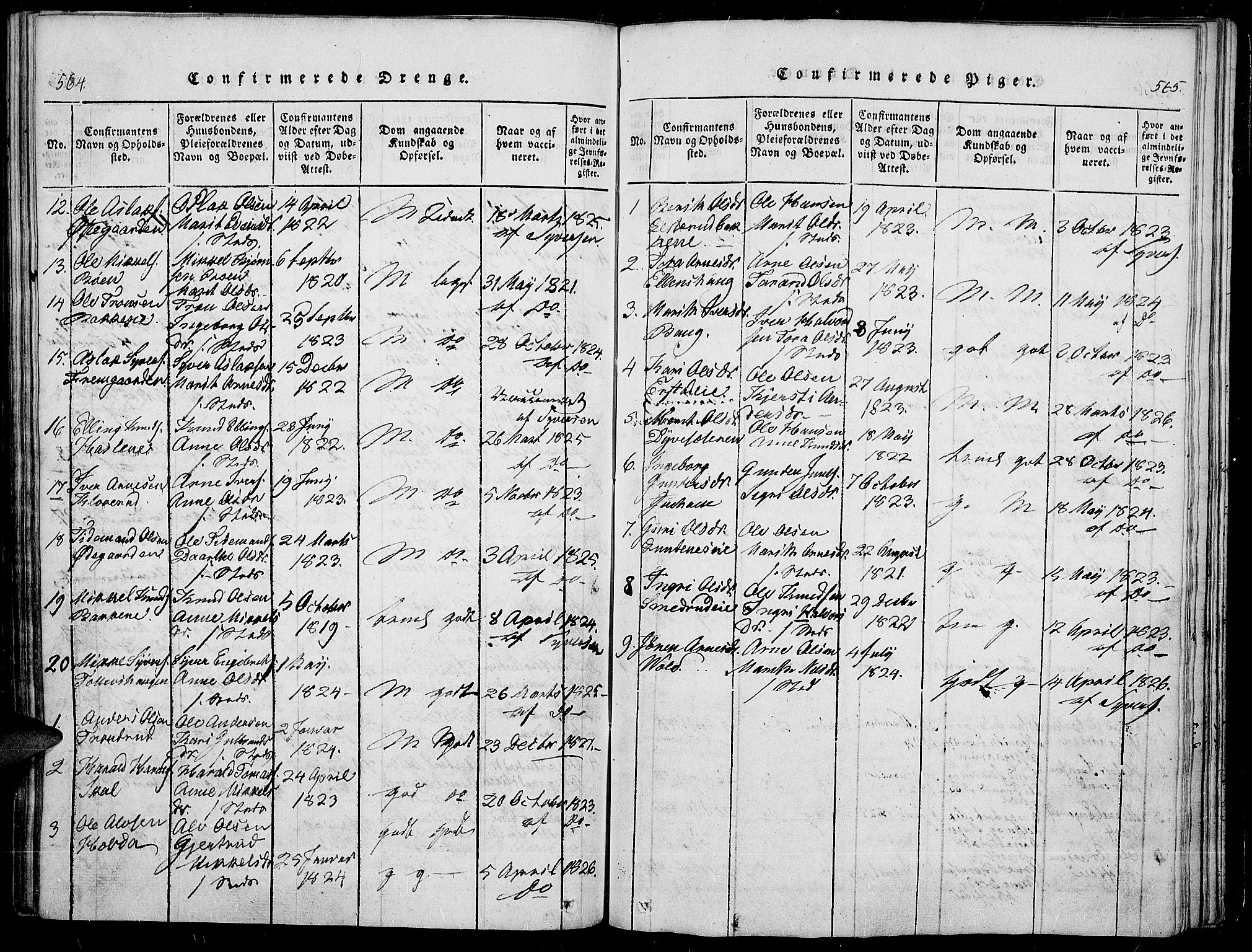 Sør-Aurdal prestekontor, SAH/PREST-128/H/Ha/Haa/L0003: Parish register (official) no. 3, 1825-1840, p. 564-565
