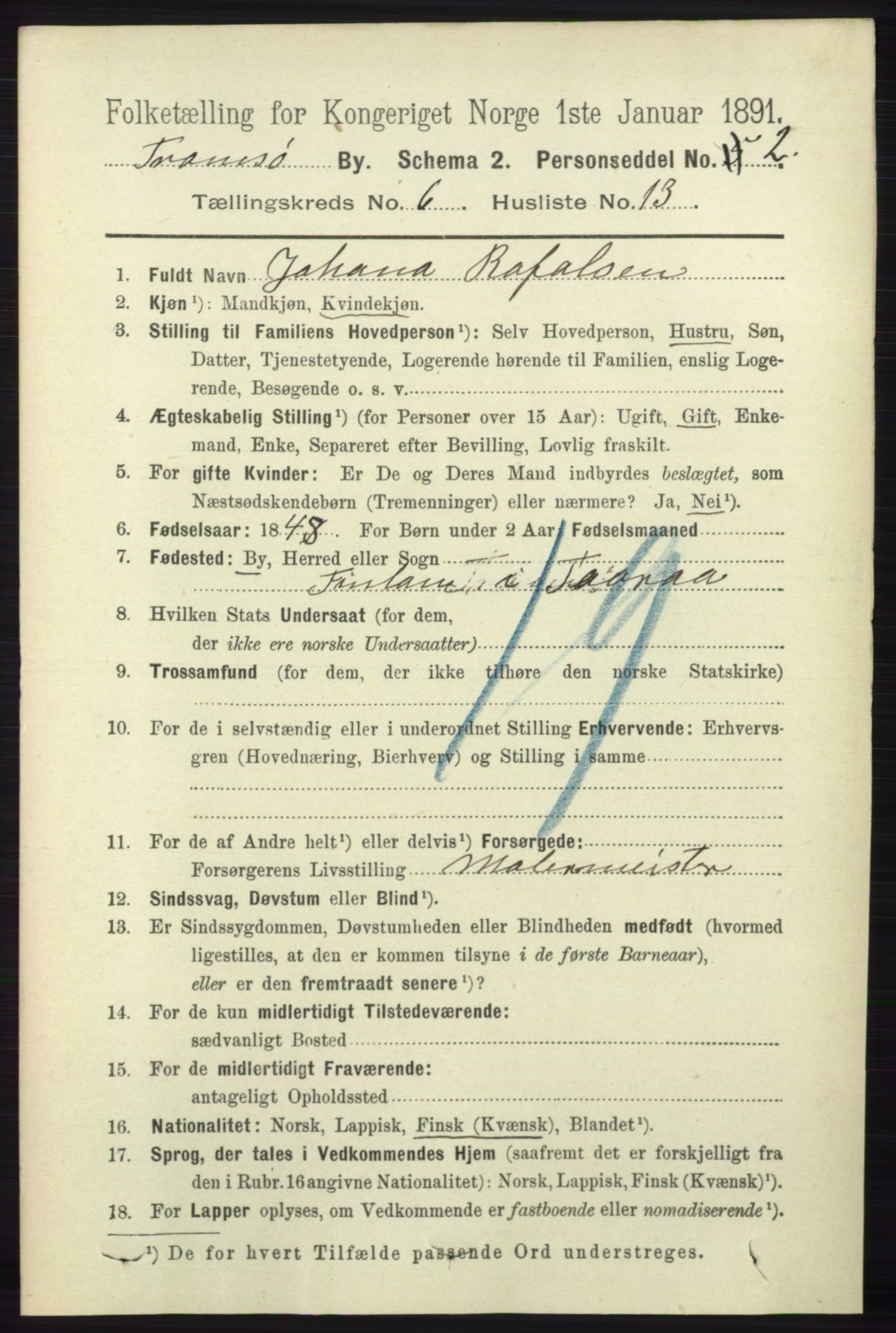 RA, 1891 census for 1902 Tromsø, 1891, p. 5698