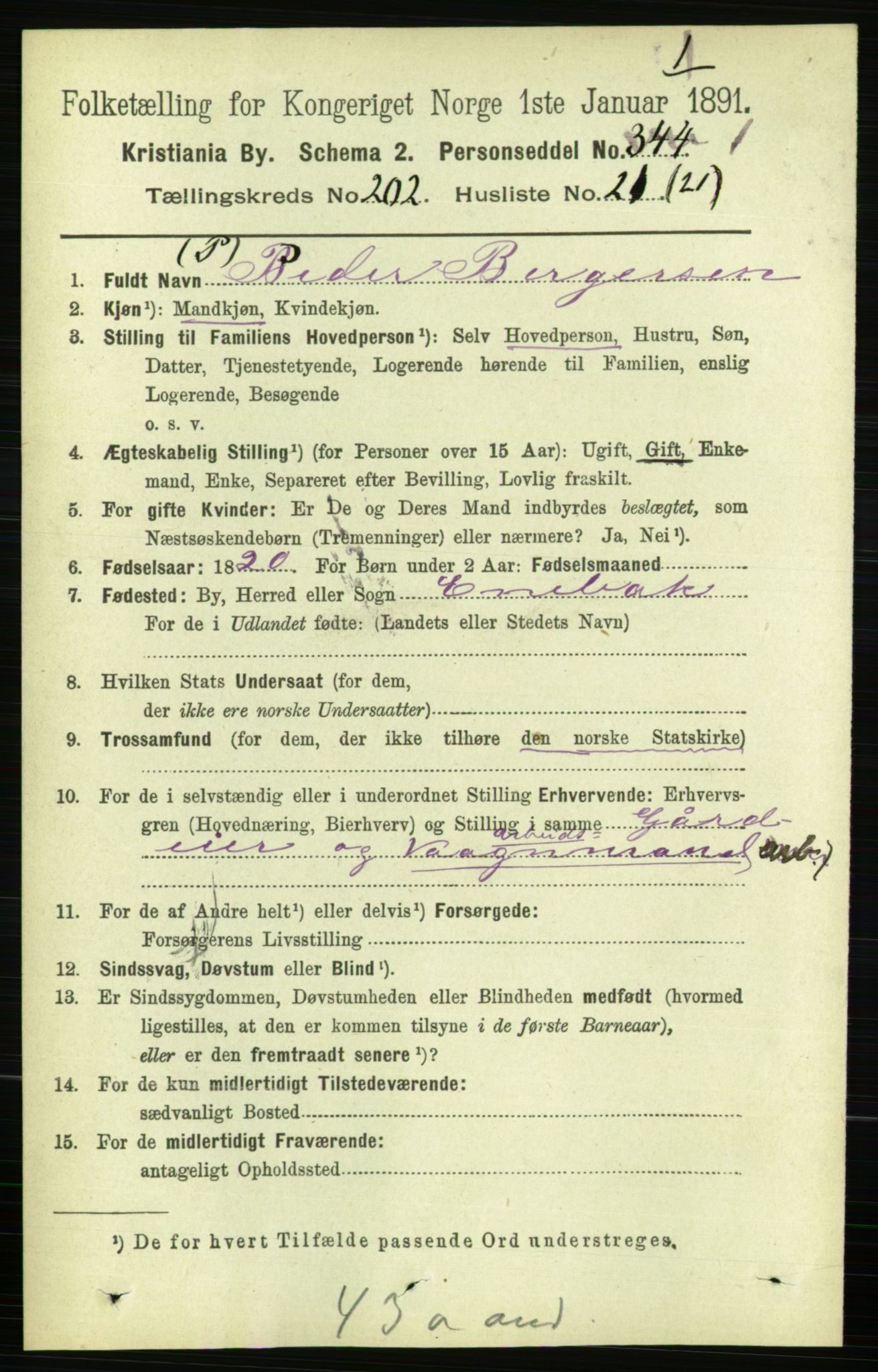 RA, 1891 census for 0301 Kristiania, 1891, p. 121869