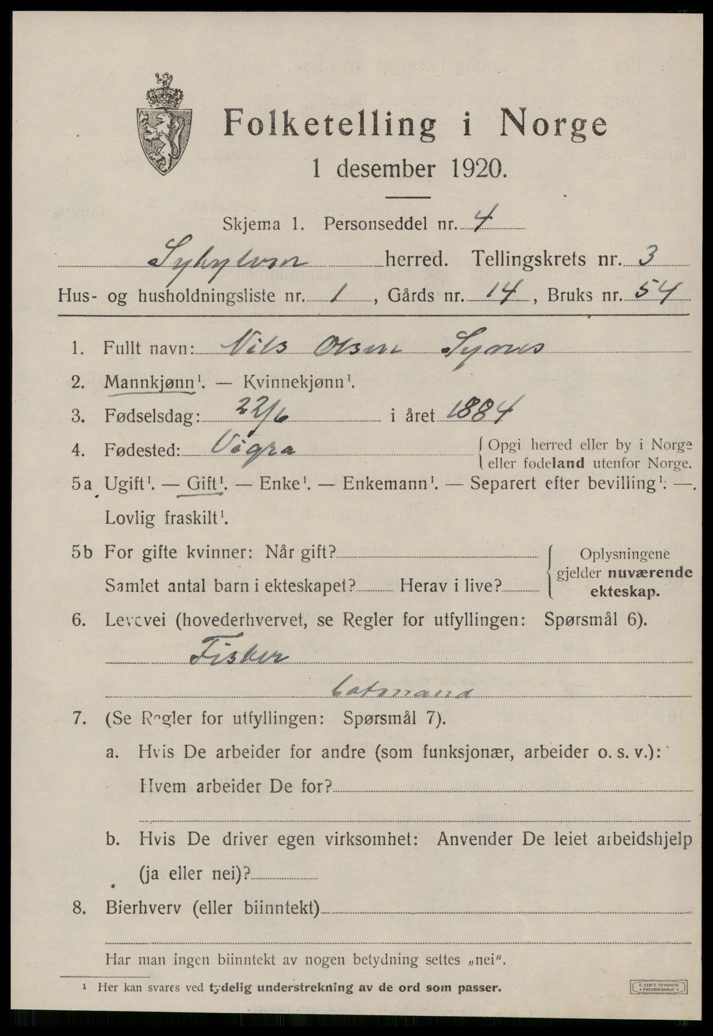 SAT, 1920 census for Sykkylven, 1920, p. 1981